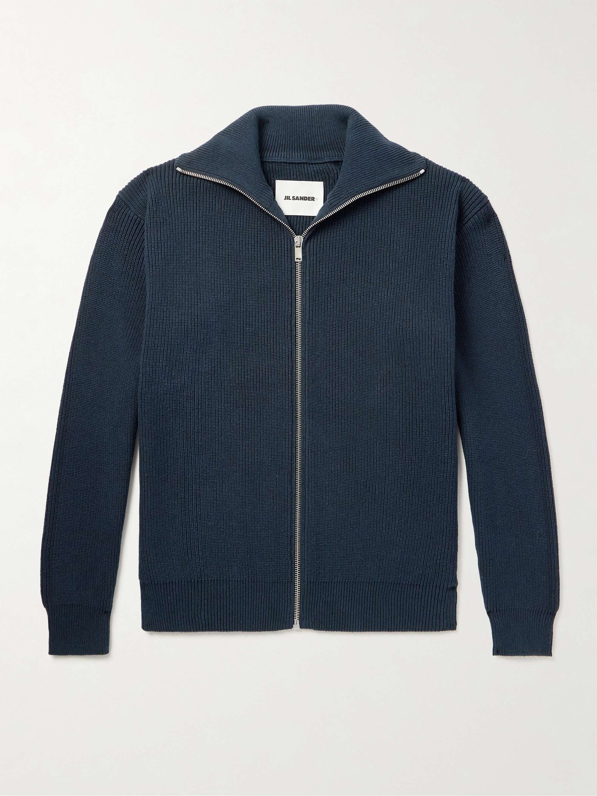 + Ribbed Cotton Zip-Up Cardigan view