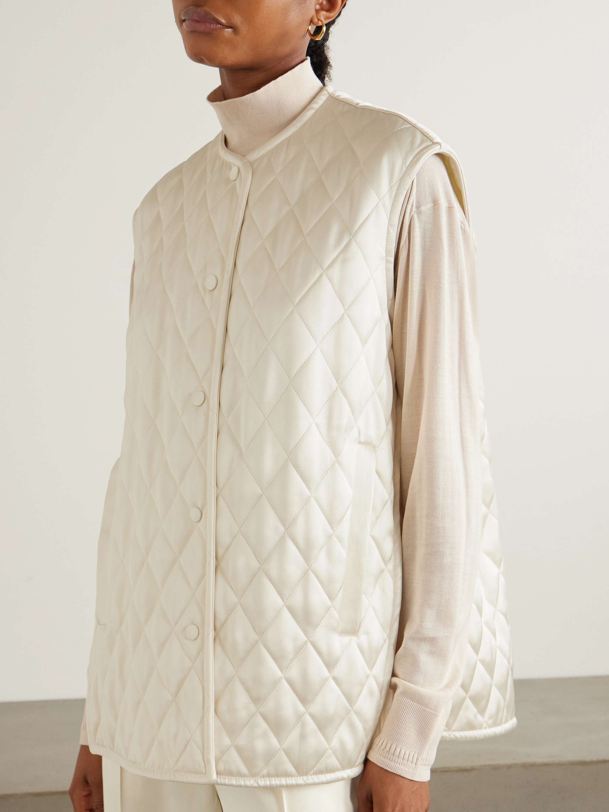 Quilted padded satin vest view