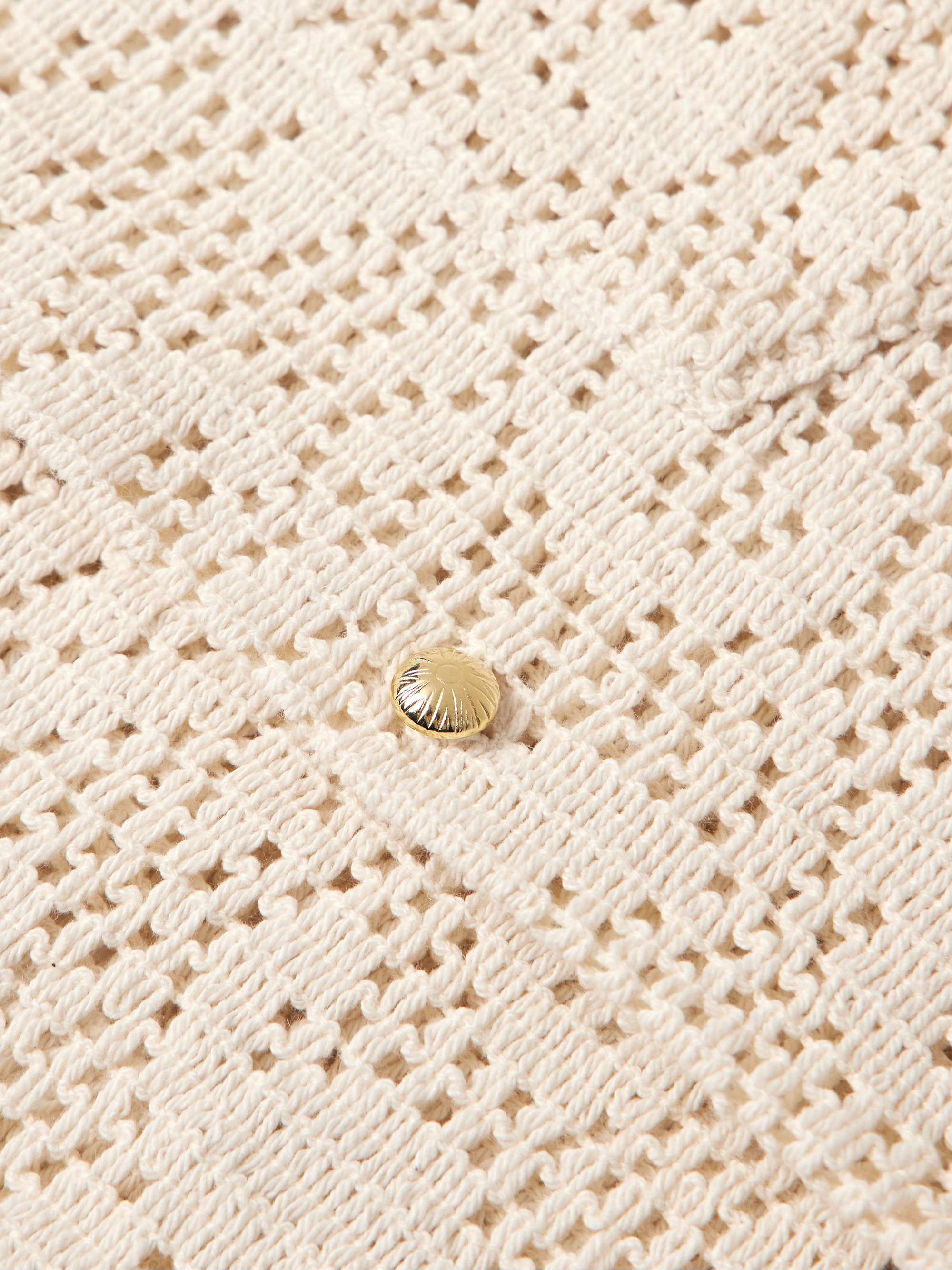Camp-Collar Crocheted Cotton-Blend Shirt view