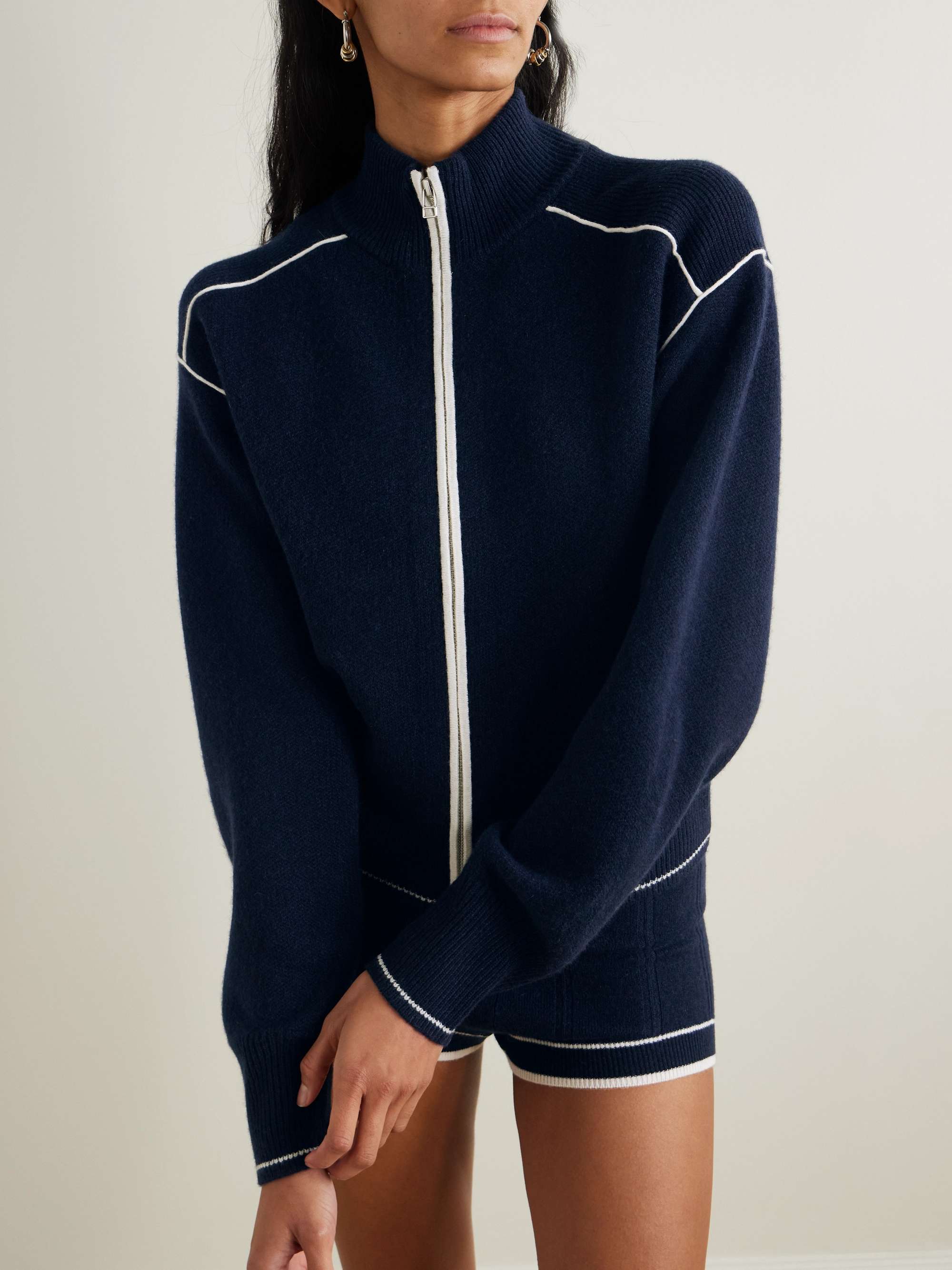 Cashmere zip-up cardigan view