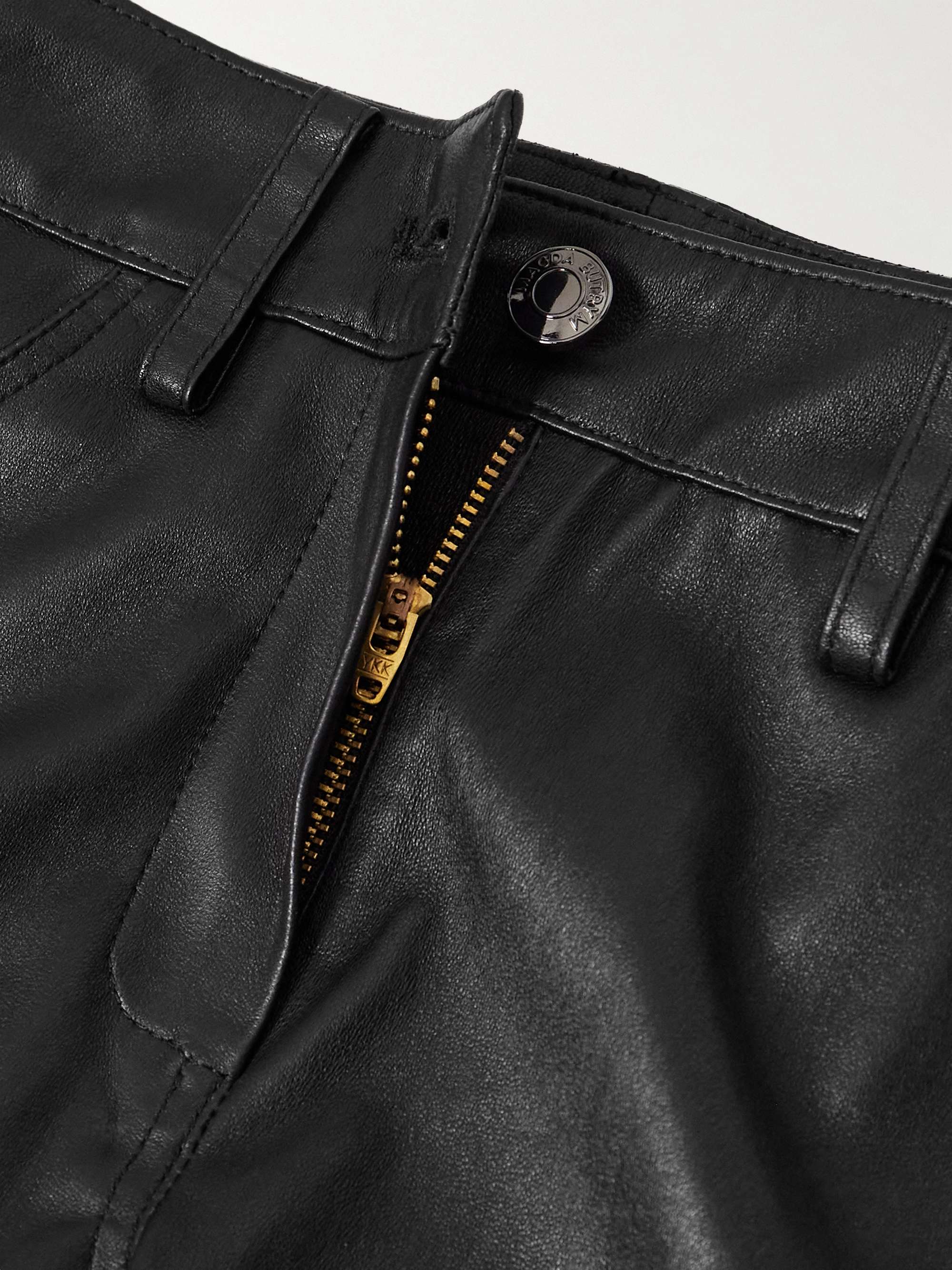 Cropped leather skinny pants view