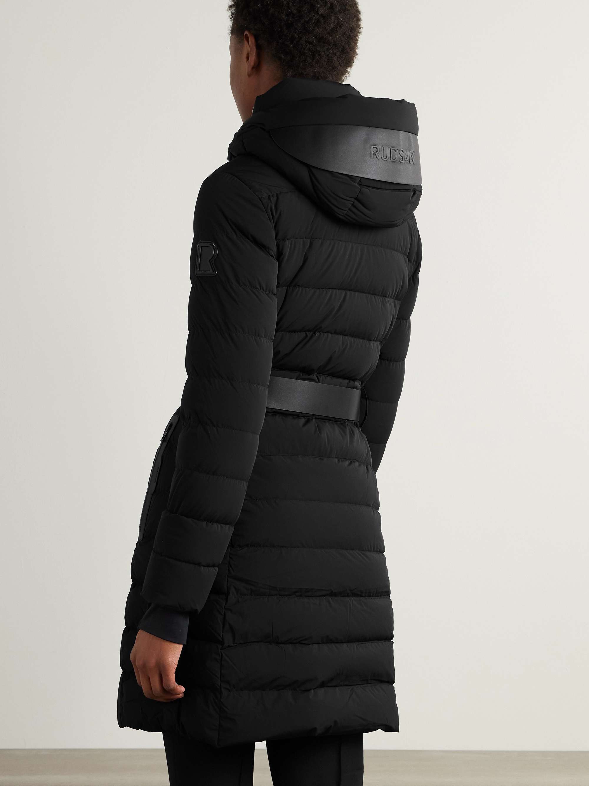 Pelin hooded belted quilted shell down jacket view