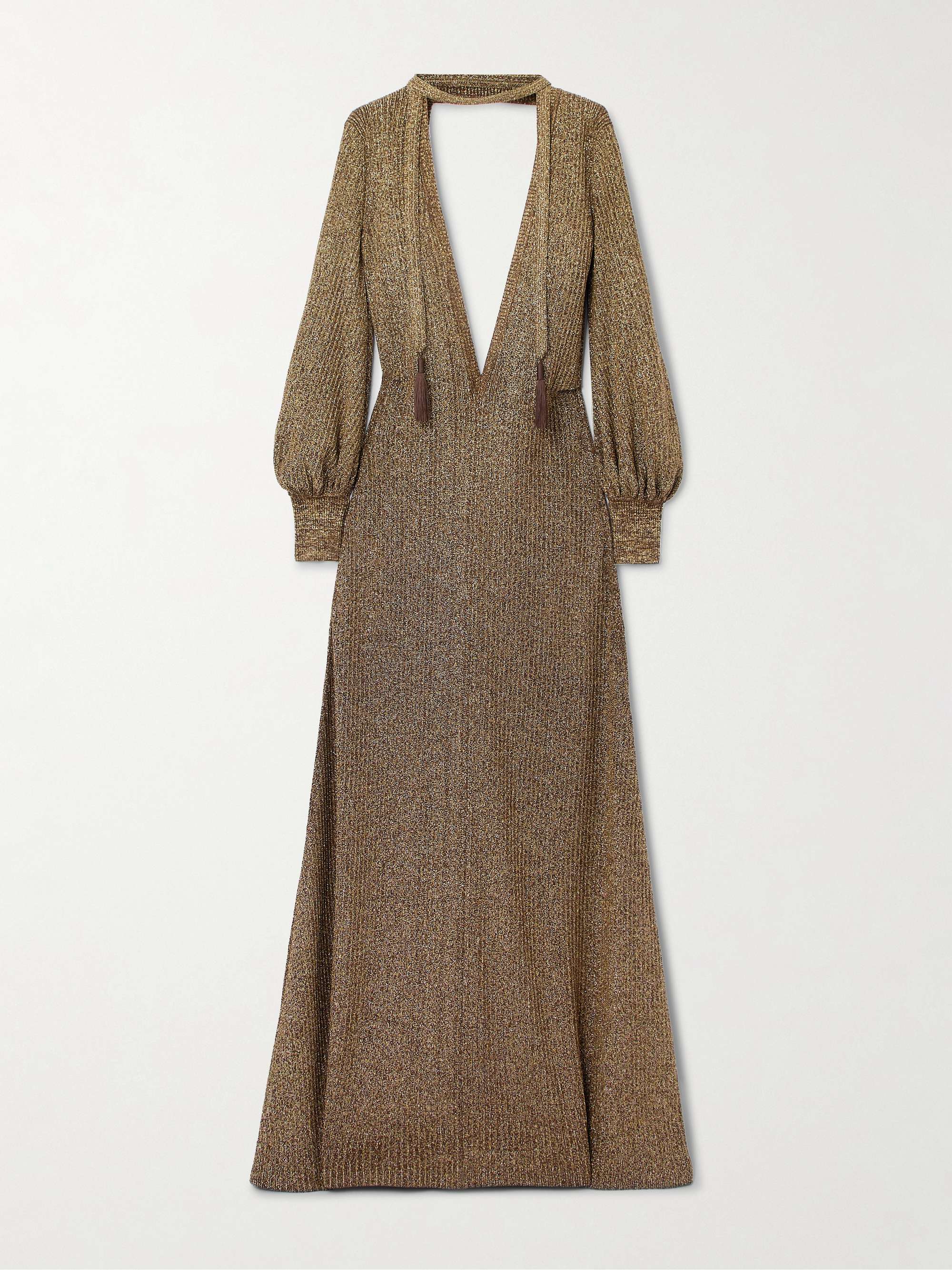 Embellished metallic jersey maxi dress view