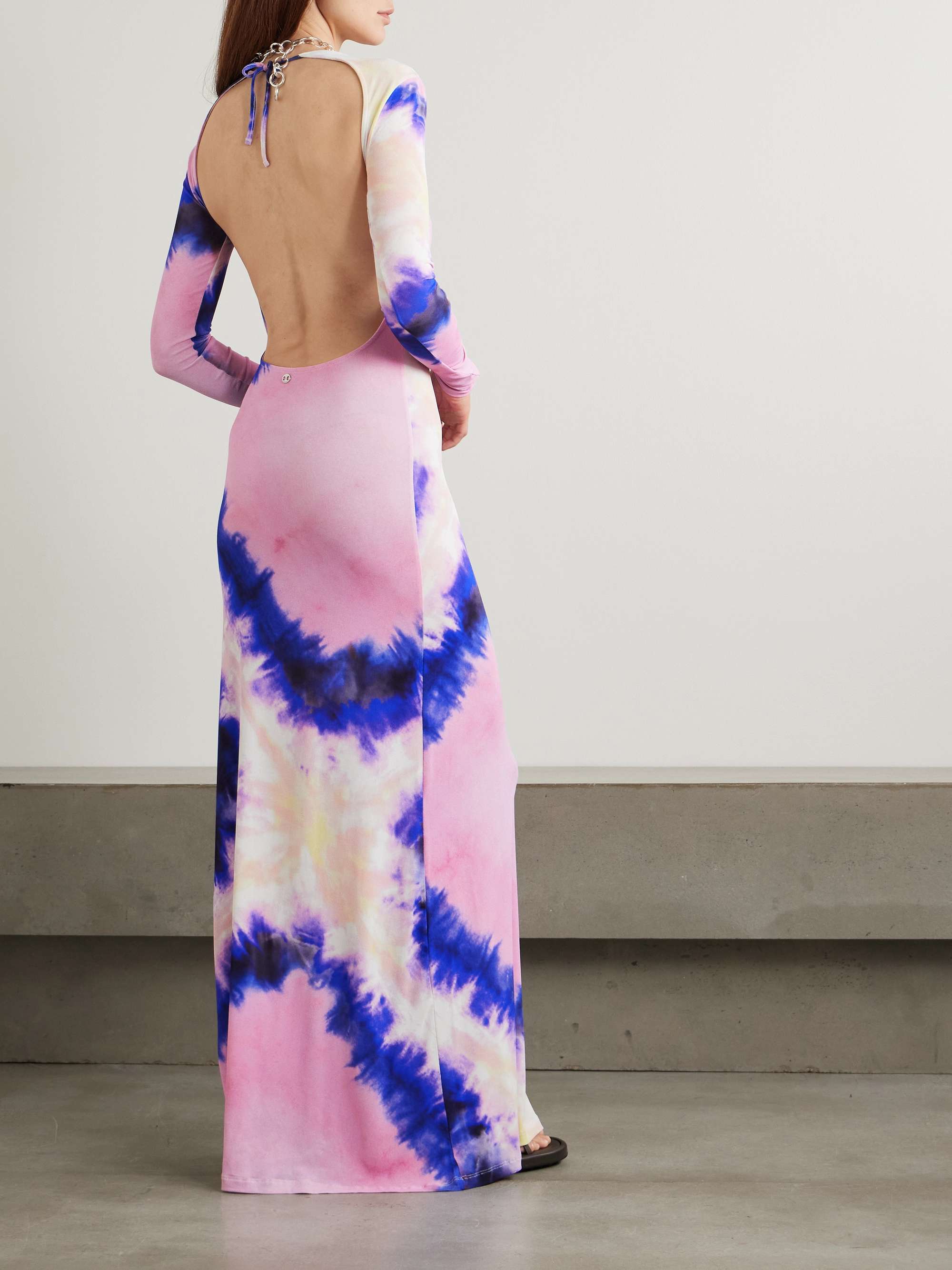 Open-back tie-dyed stretch-crepe maxi dress view