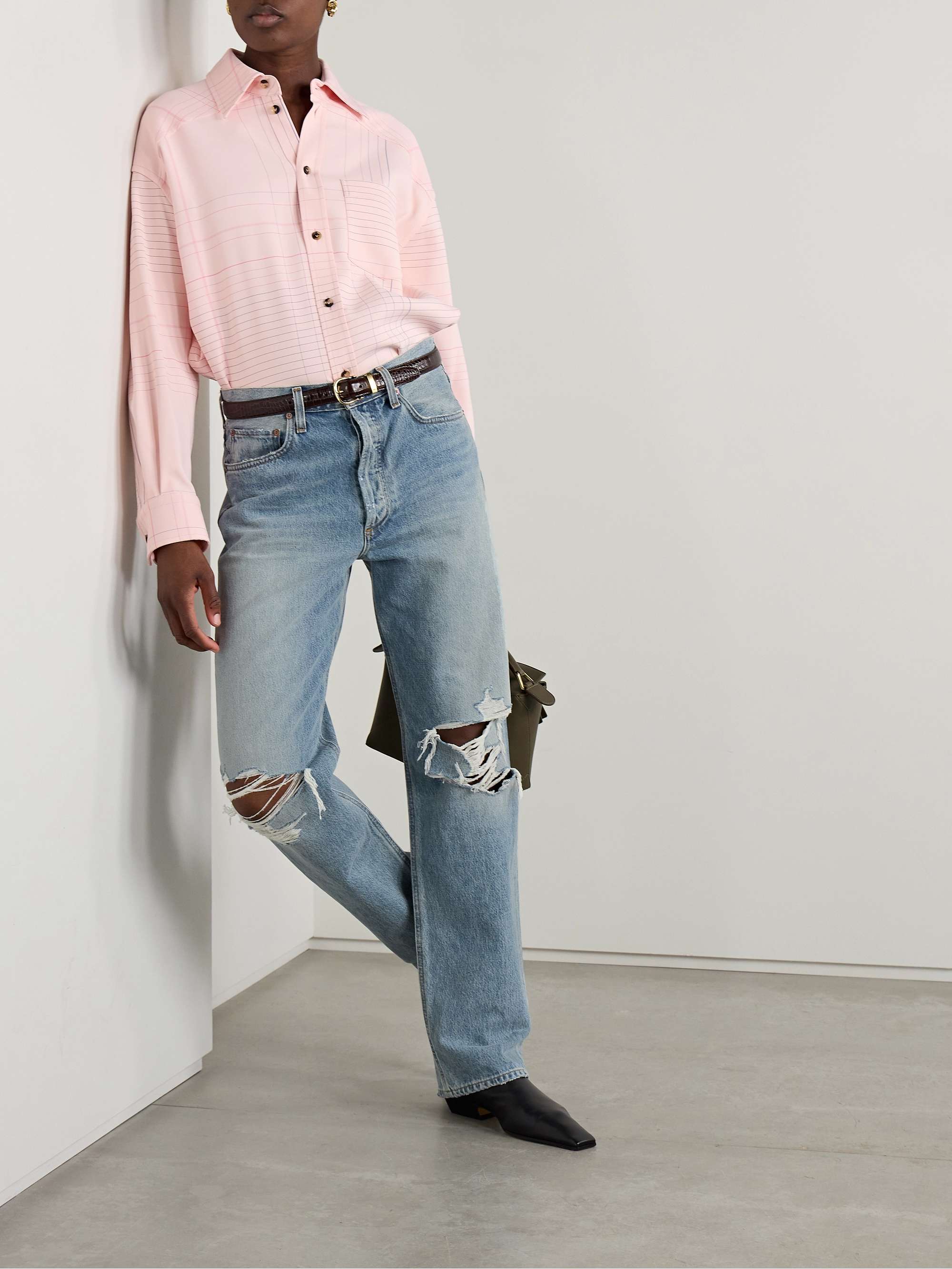 Kelly distressed high-rise straight-leg jeans view