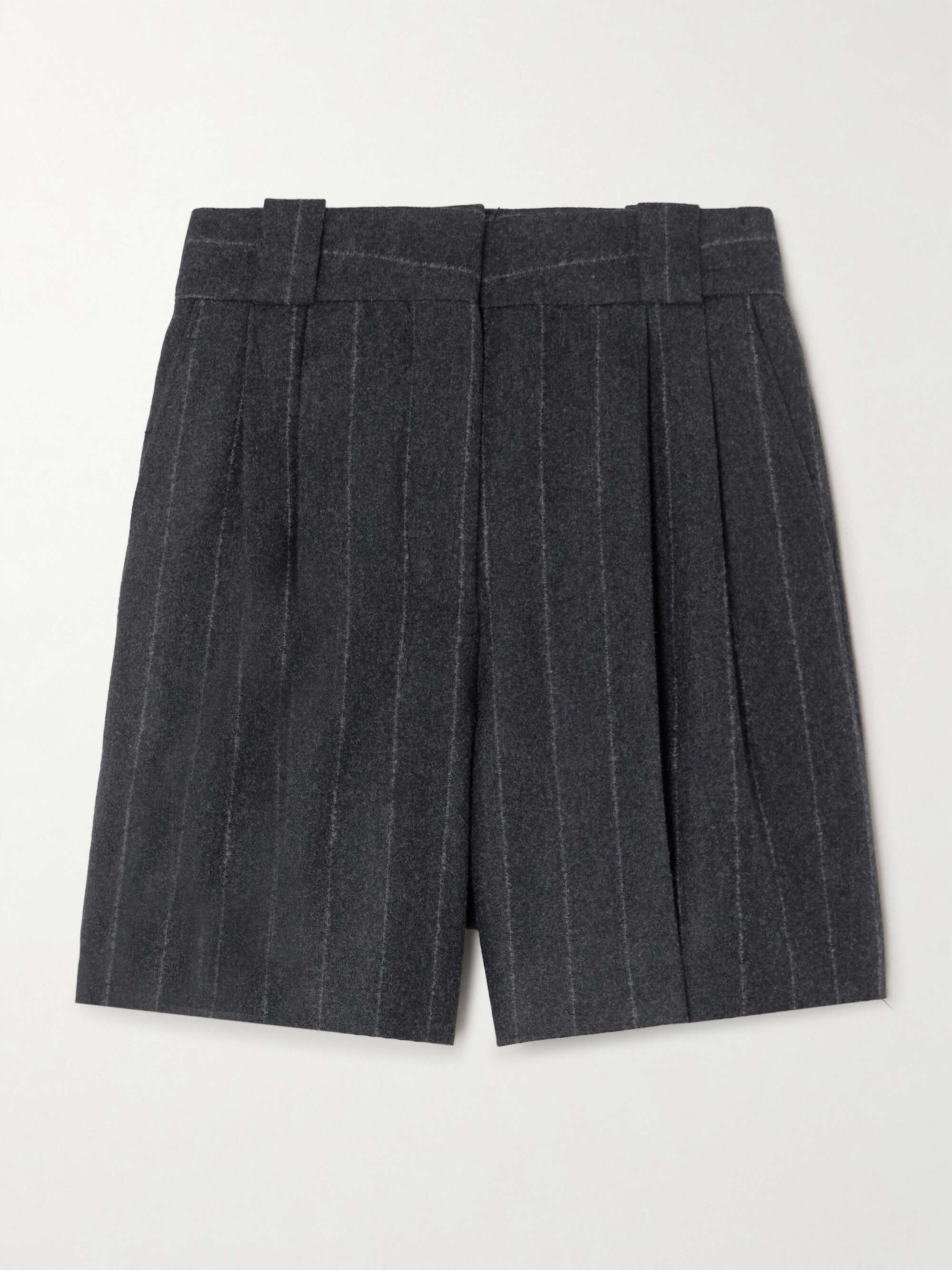 Ferien pleated pinstriped wool and cashmere-blend shorts view