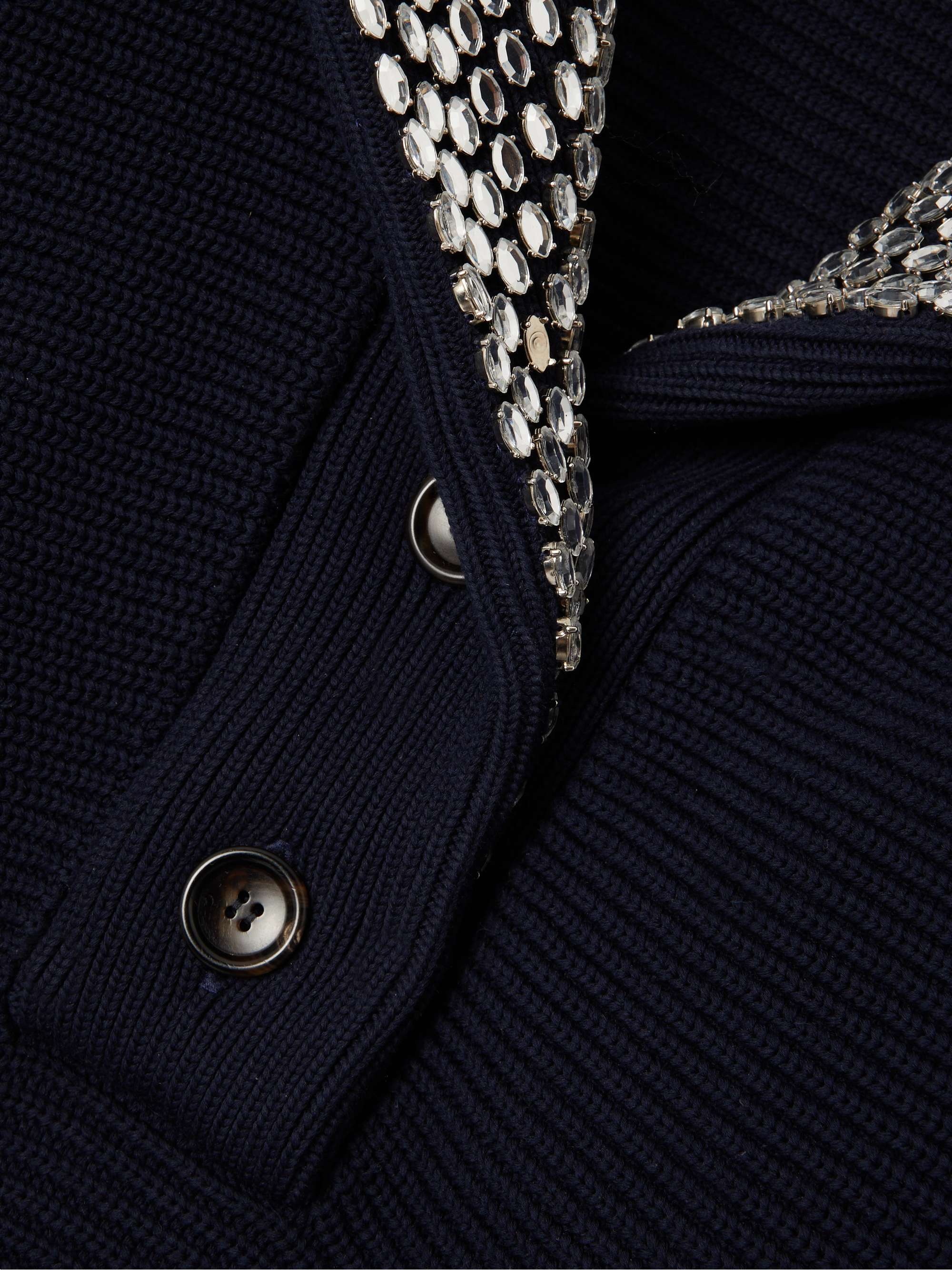 Crystal-embellished ribbed cotton-blend sweater view
