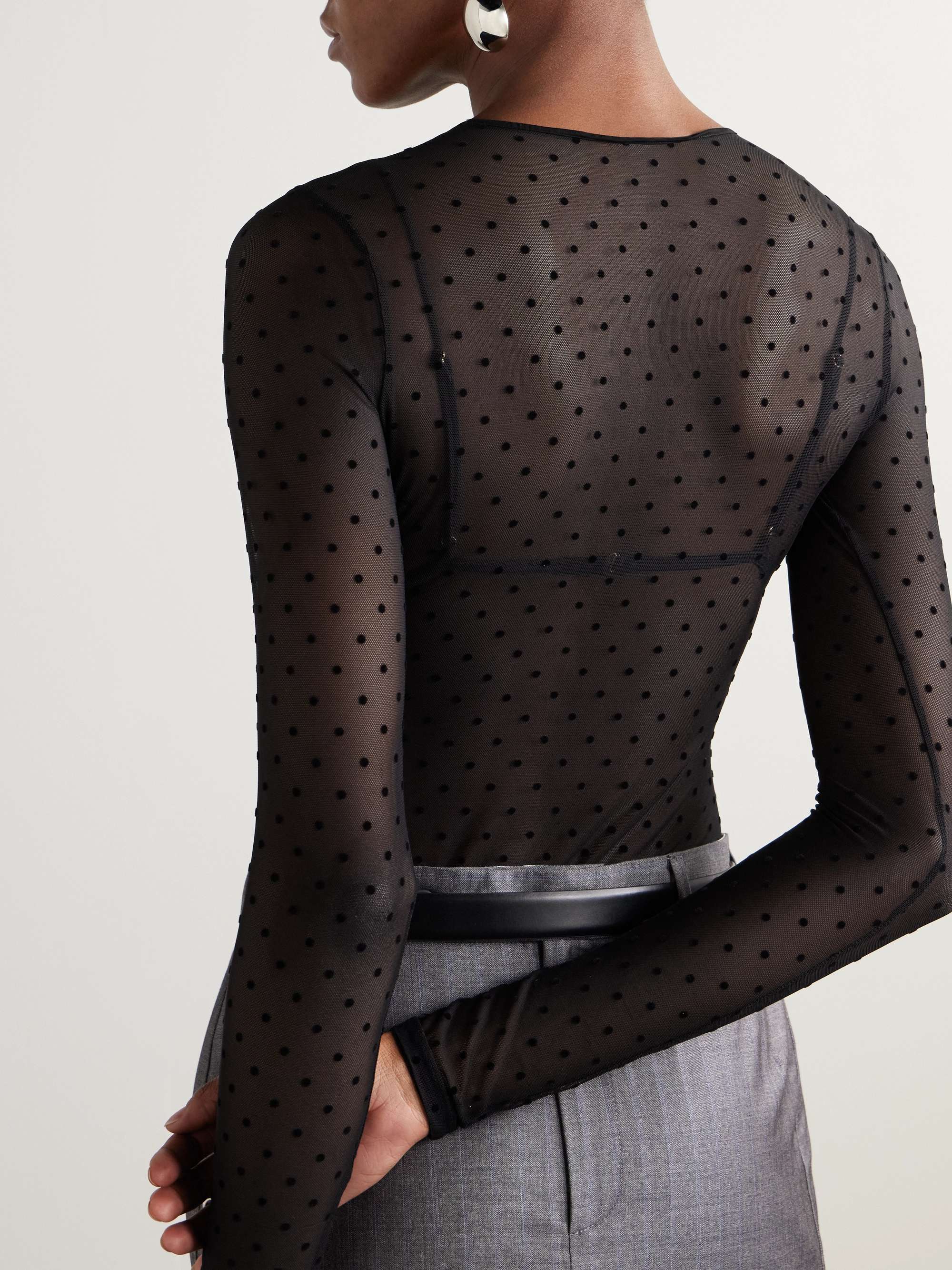 Flocked stretch-tulle bodysuit view