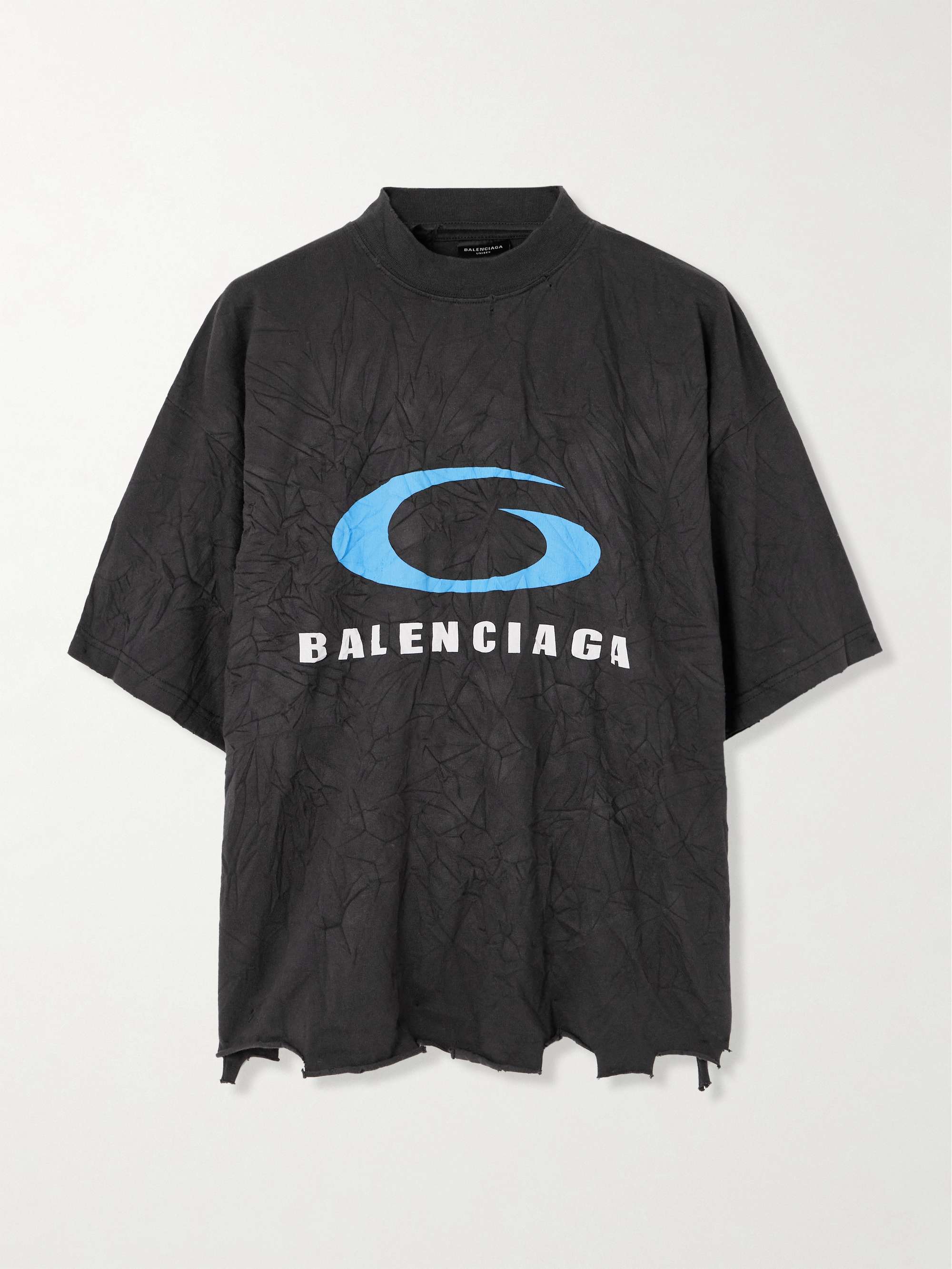 Cropped distressed printed cotton-jersey T-shirt view