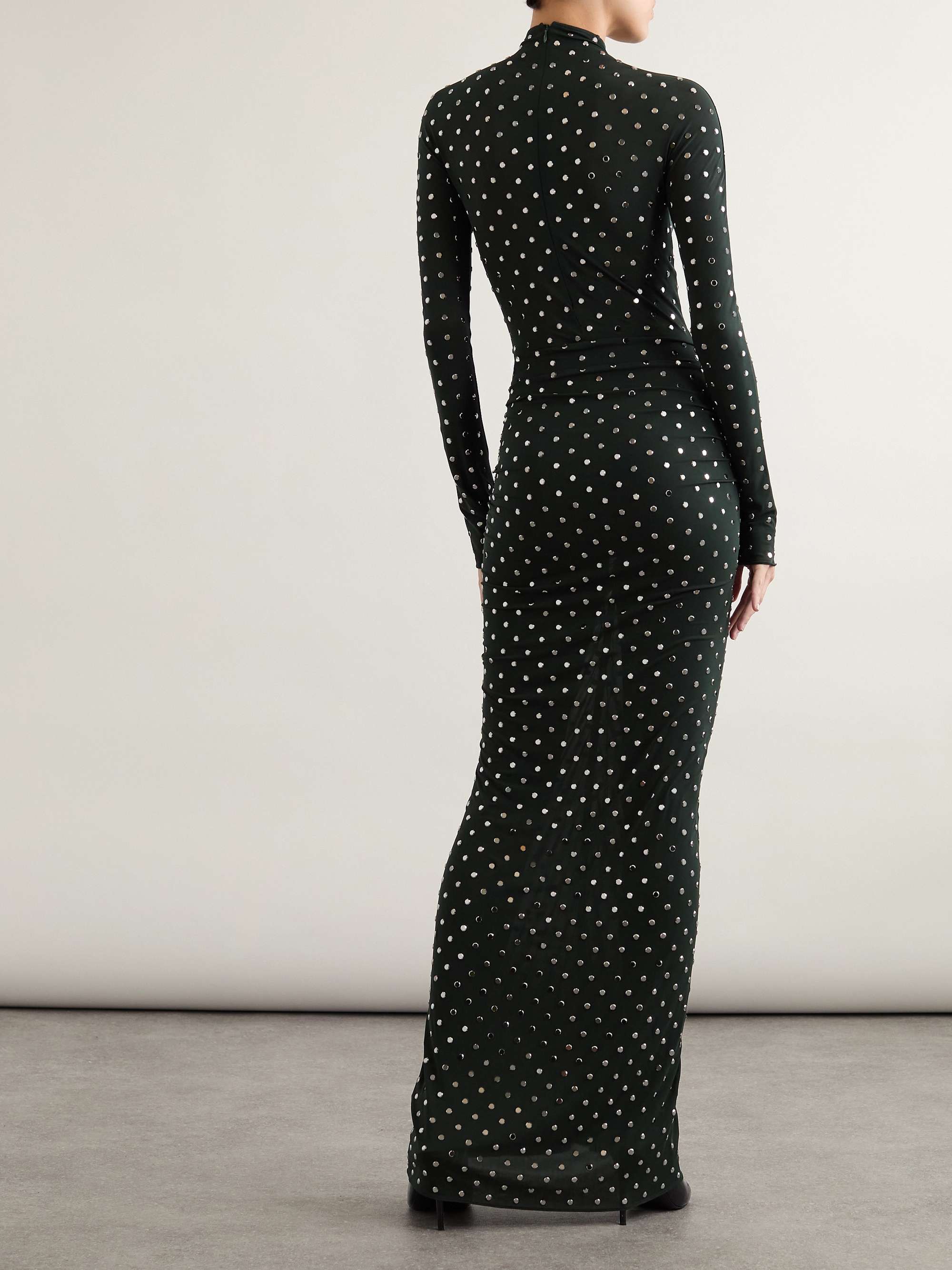 Studded draped stretch-jersey midi dress view