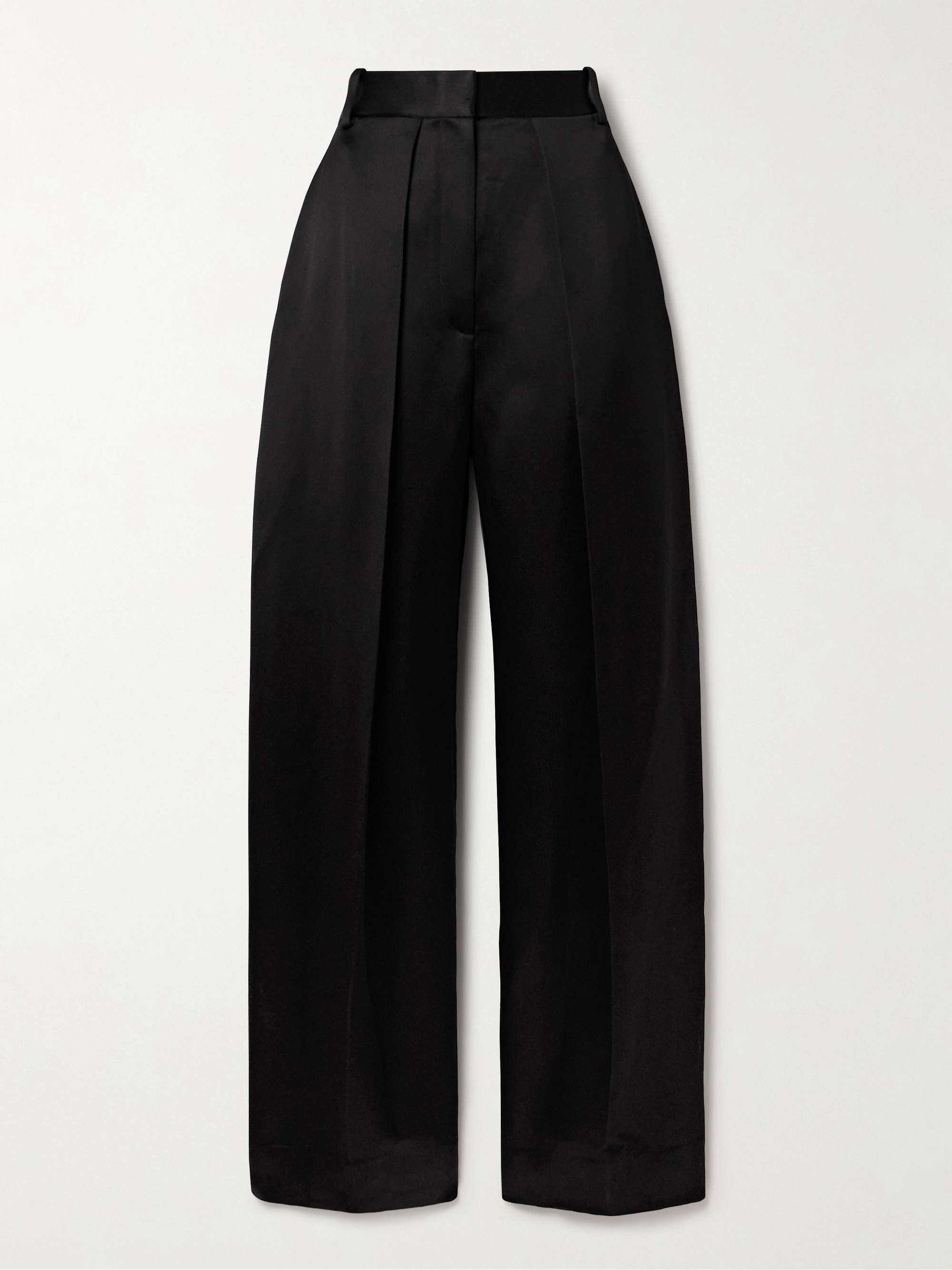 Marinta satin-trimmed pleated crepe wide-leg pants view