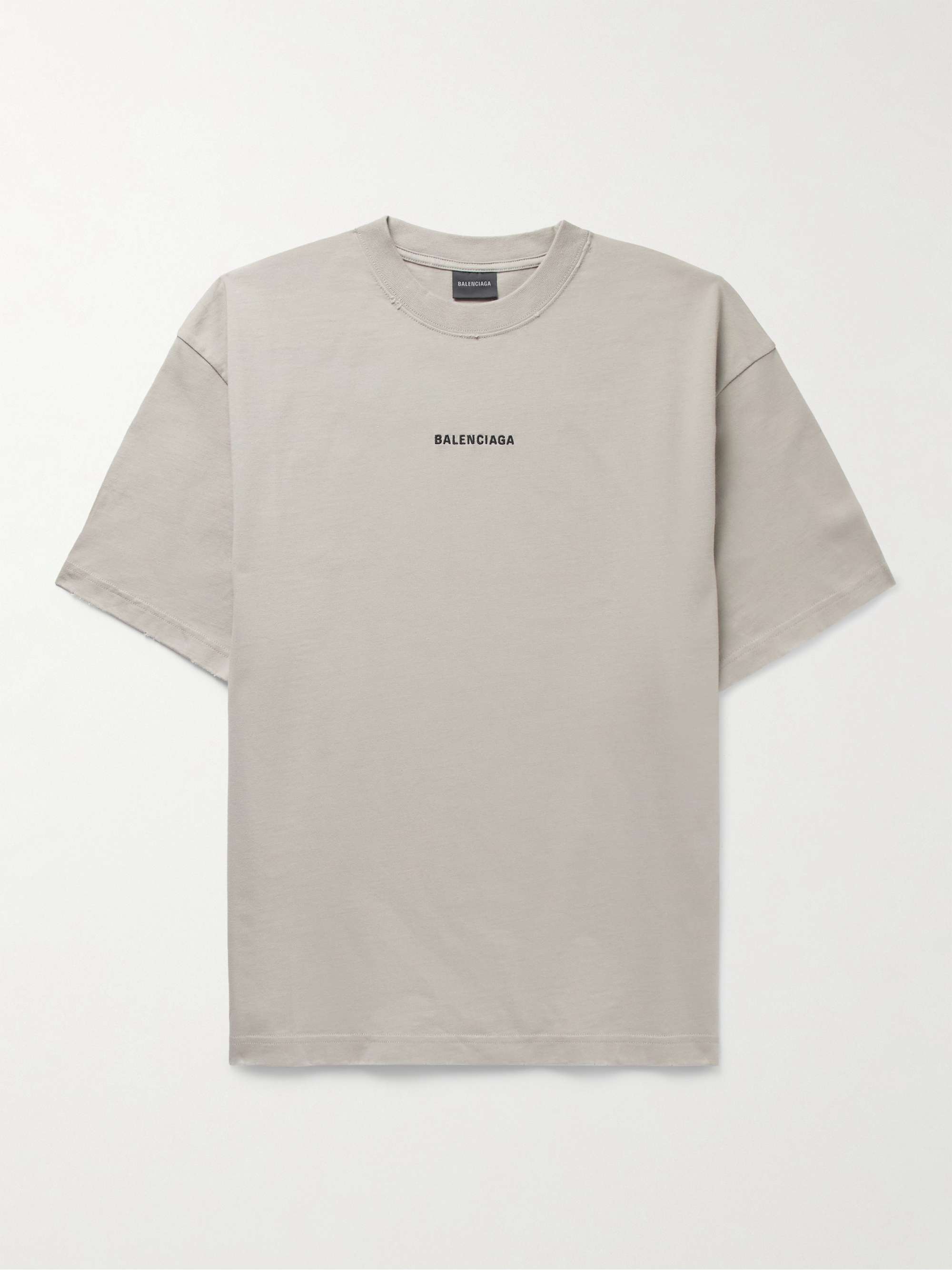 Distressed Logo-Embroidered Cotton-Jersey T-Shirt view
