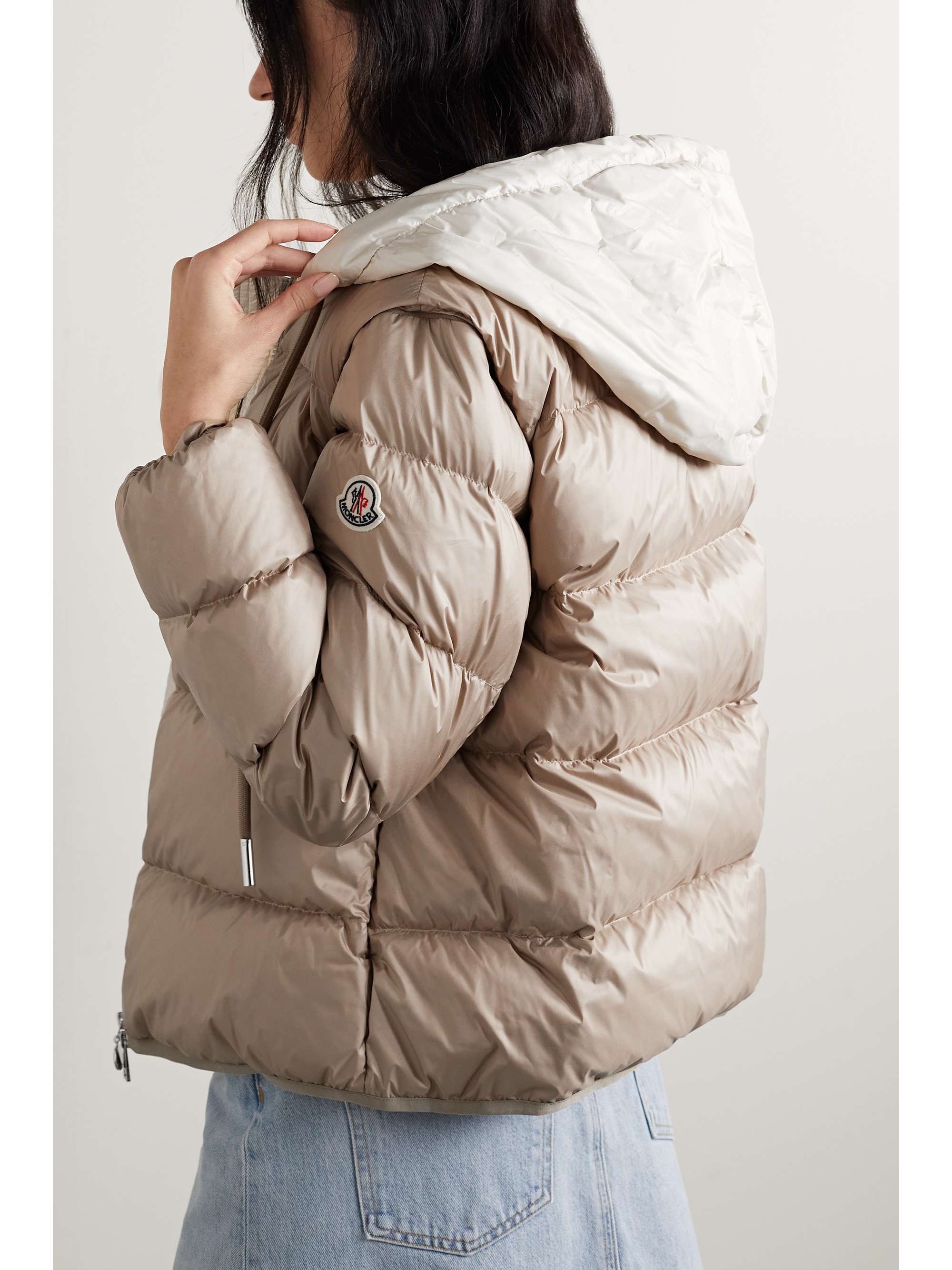 Dronieres hooded convertible quilted shell down jacket view