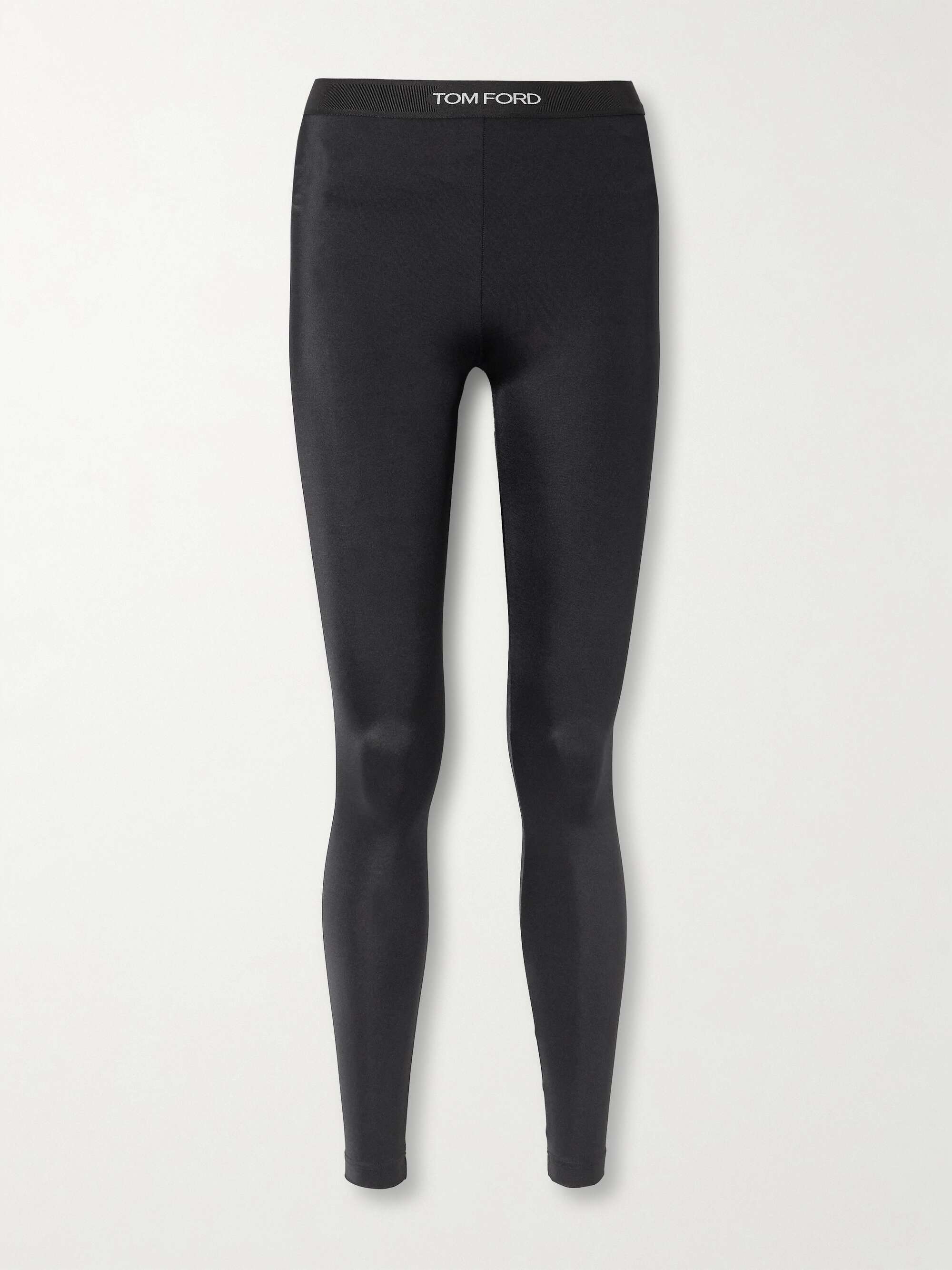 Jacquard-trimmed stretch-jersey leggings view