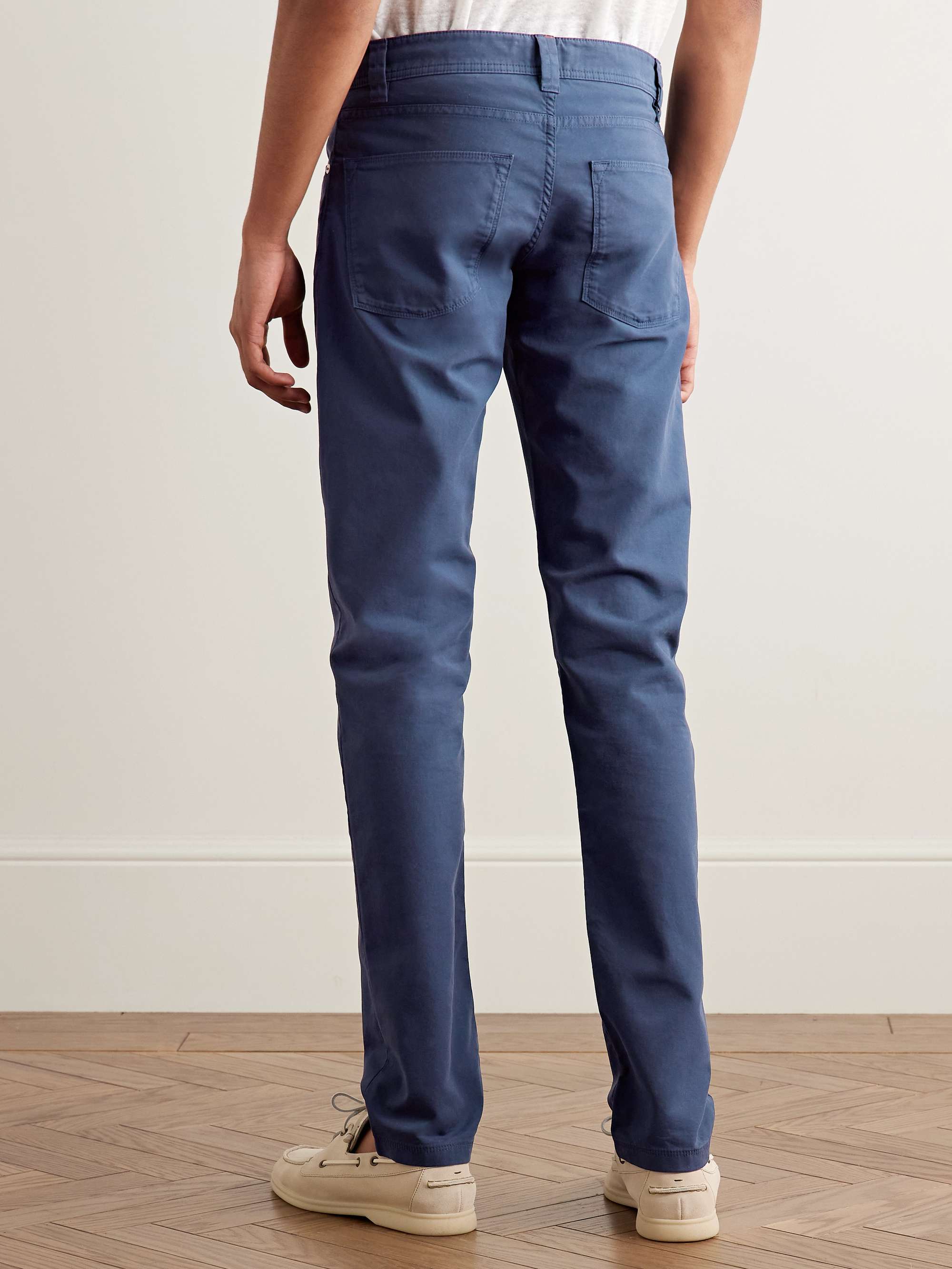Slim-Fit Garment-Dyed Cotton-Blend Trousers view