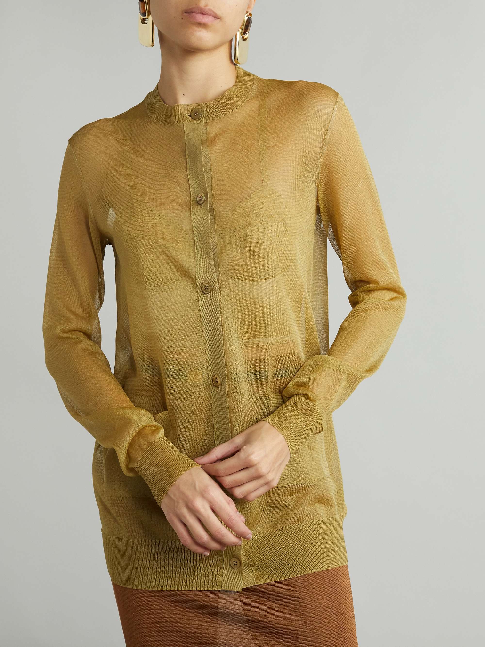 Knitted silk cardigan view
