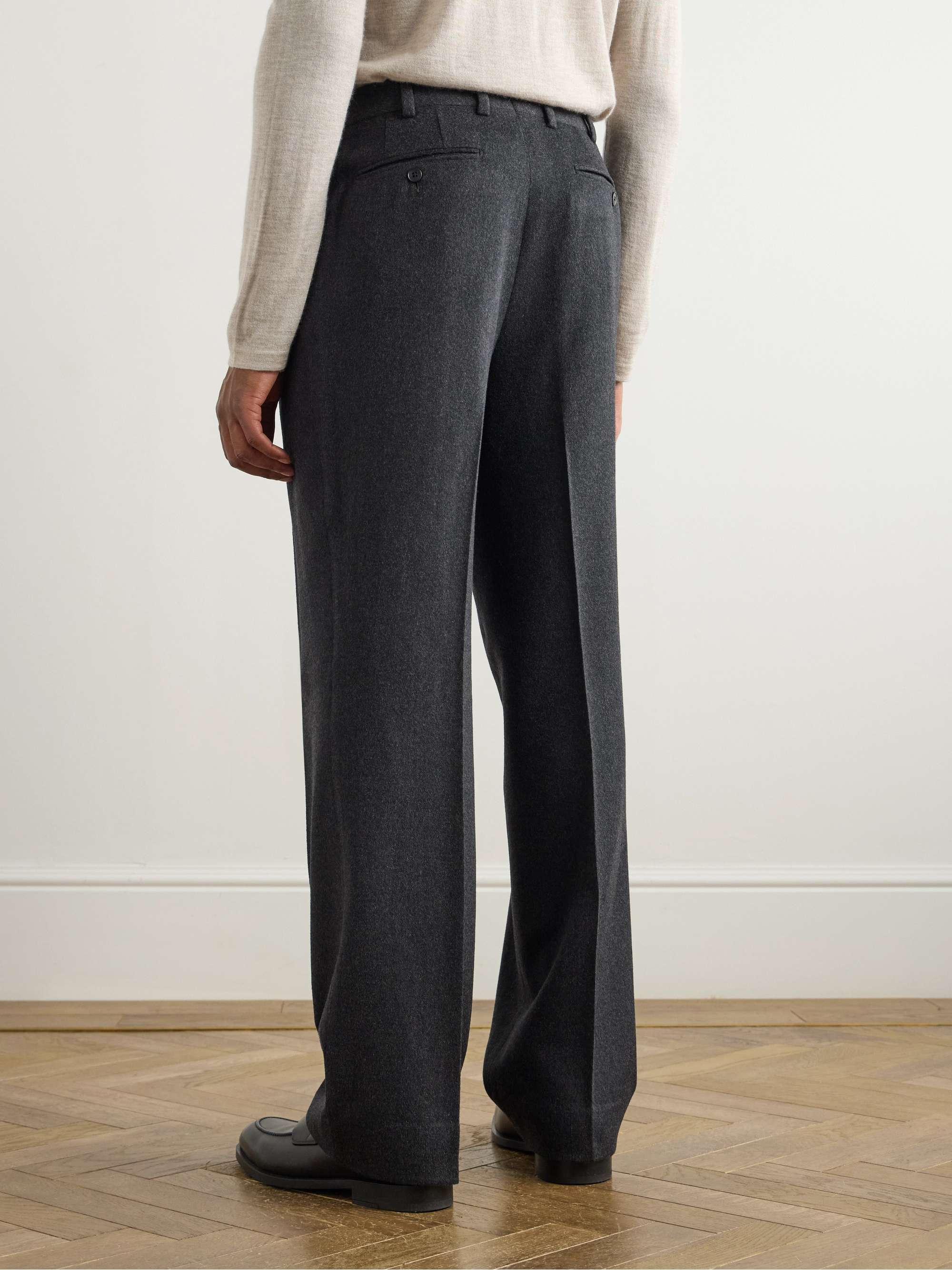 Tapered Pleated Camel Hair Suit Trousers view