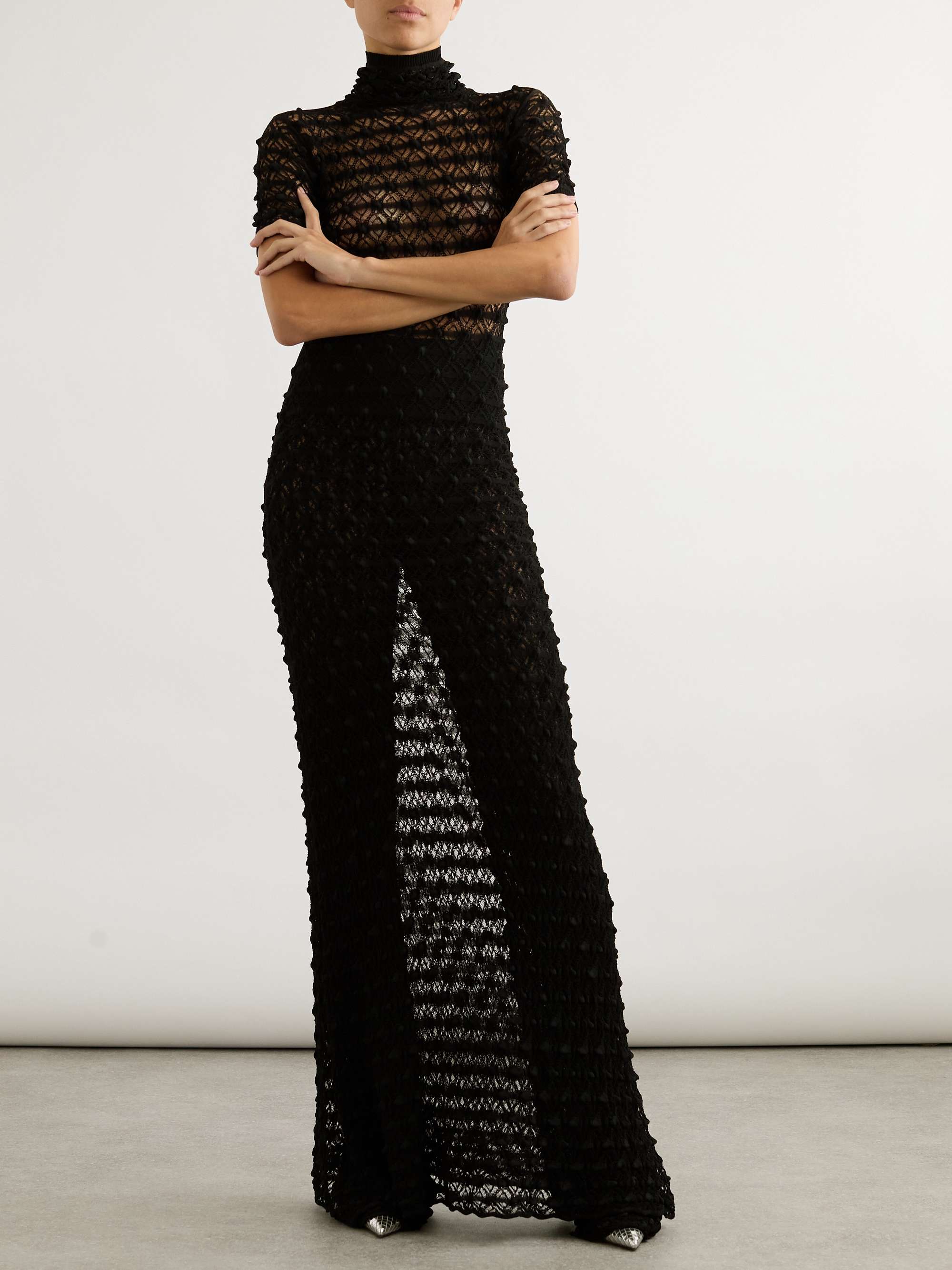 Open-knit straight-leg pants view