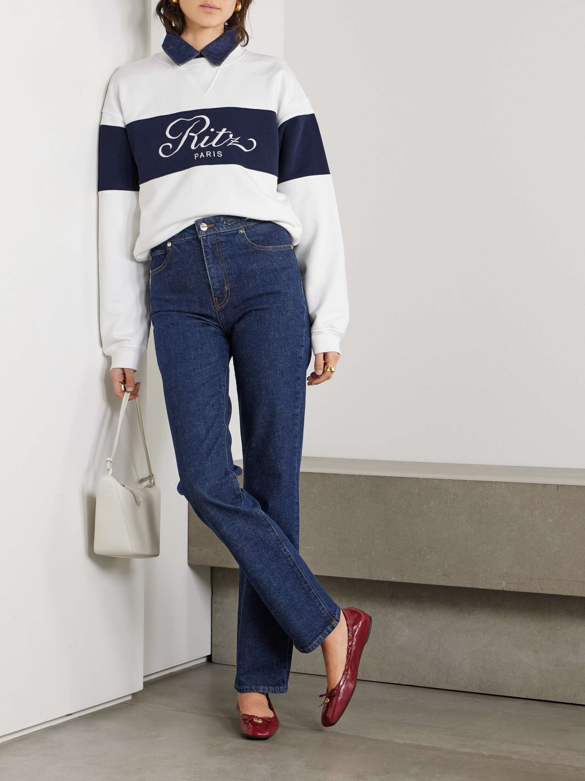 + Ritz Paris color-block embroidered cotton-jersey sweatshirt view