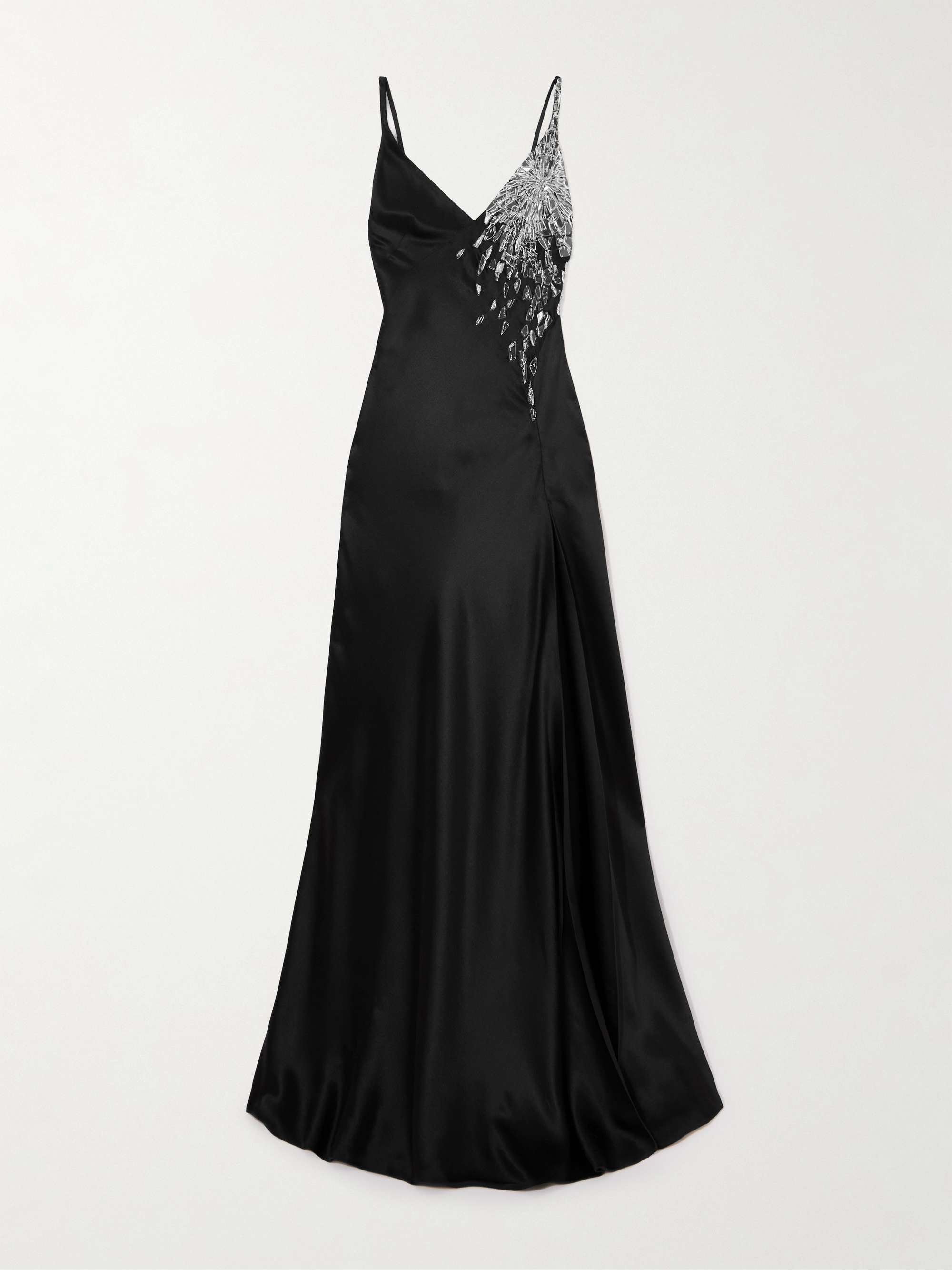 Open-back crystal-embellished satin gown view