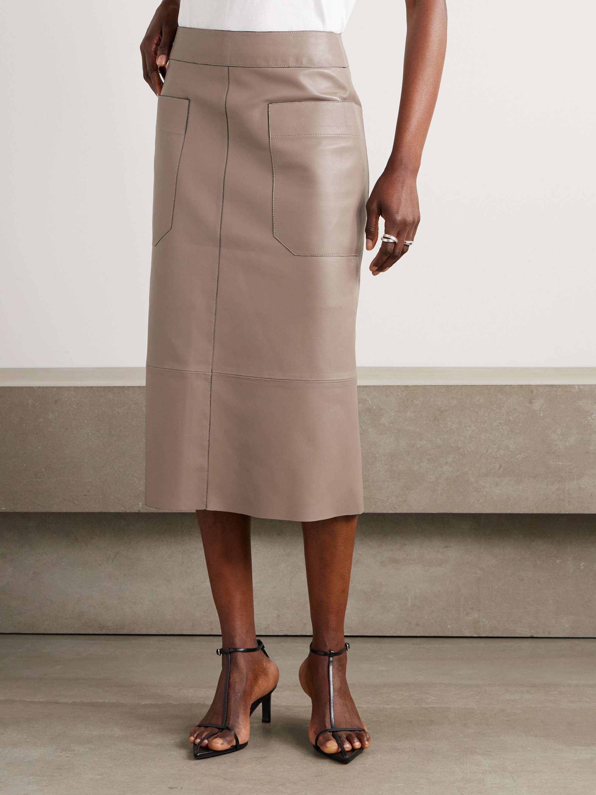 Bloomfield paneled leather midi skirt view