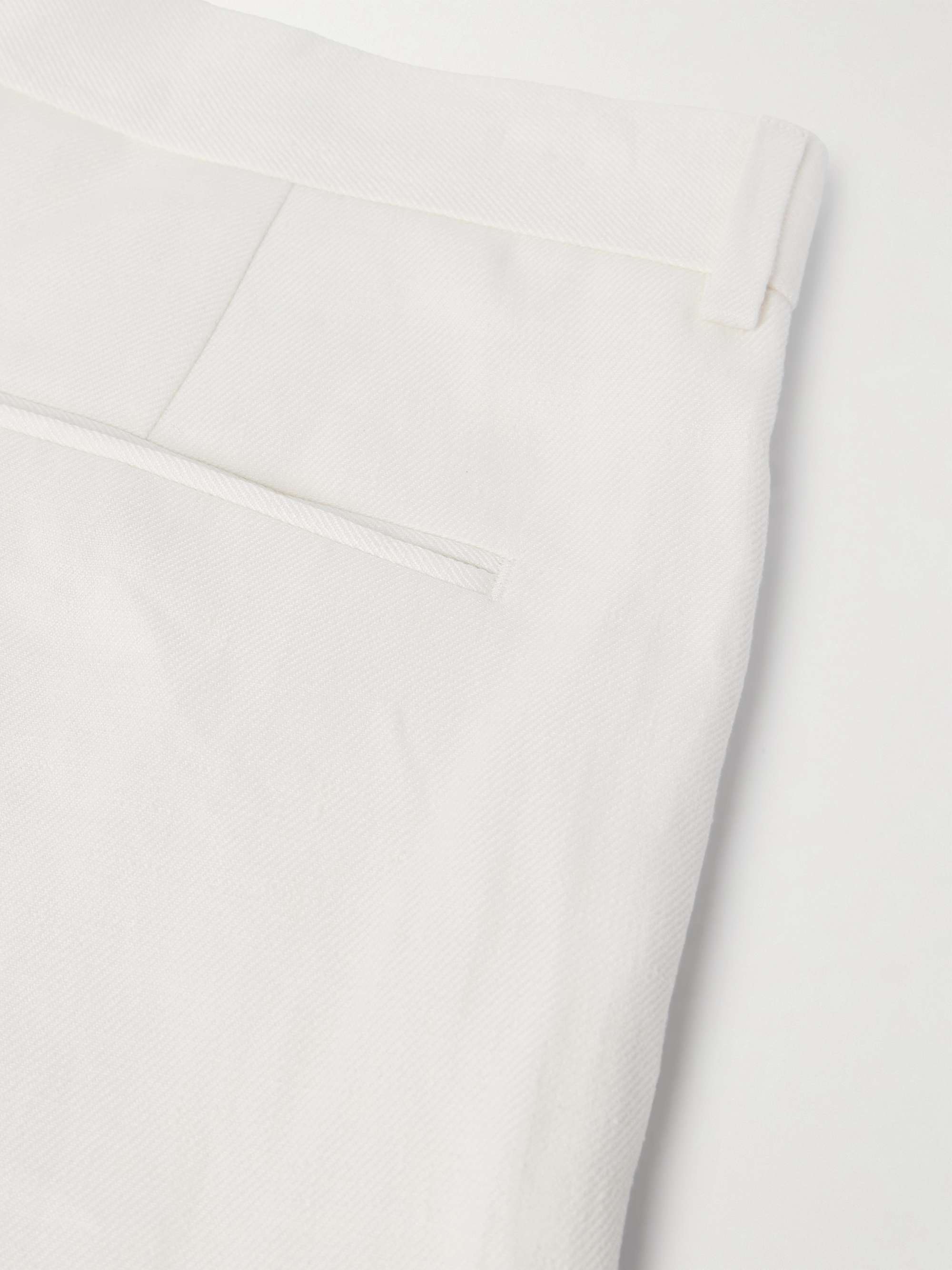 Straight-Leg Pleated Linen-Twill Trousers view