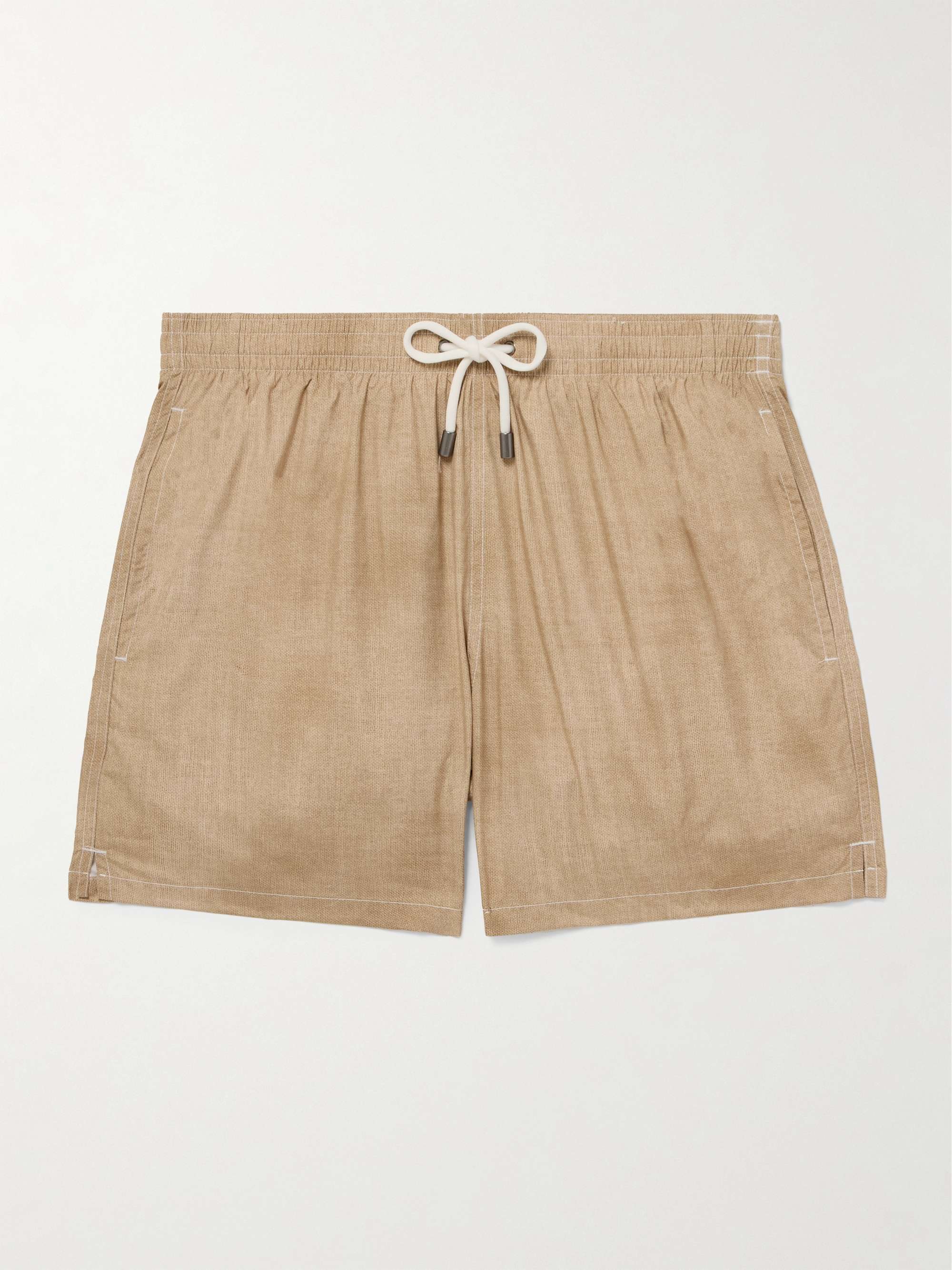 Straight-Leg Mid-Length Printed Swim Shorts view