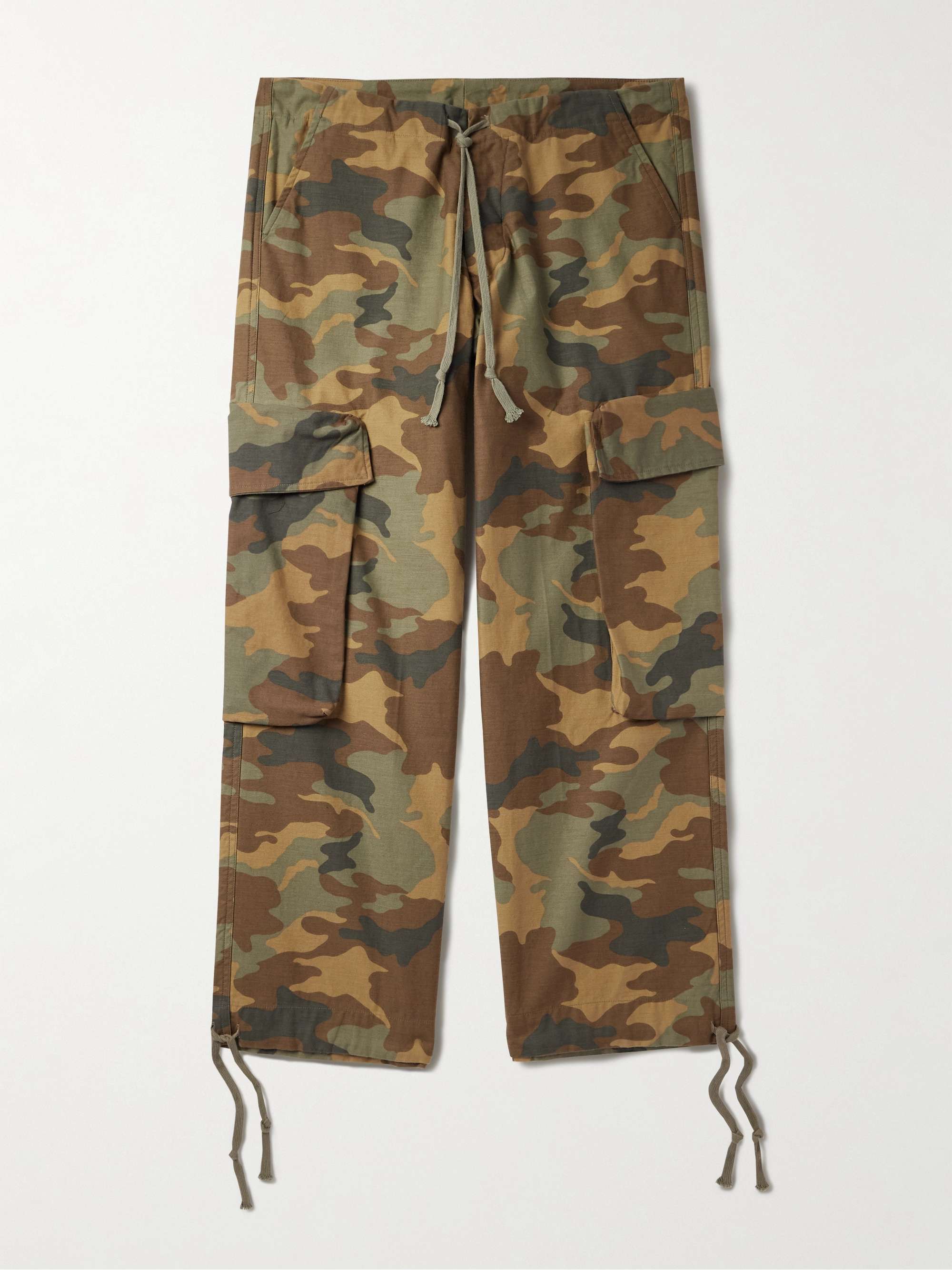 Wide-Leg Camouflage Cotton Cargo Trousers view