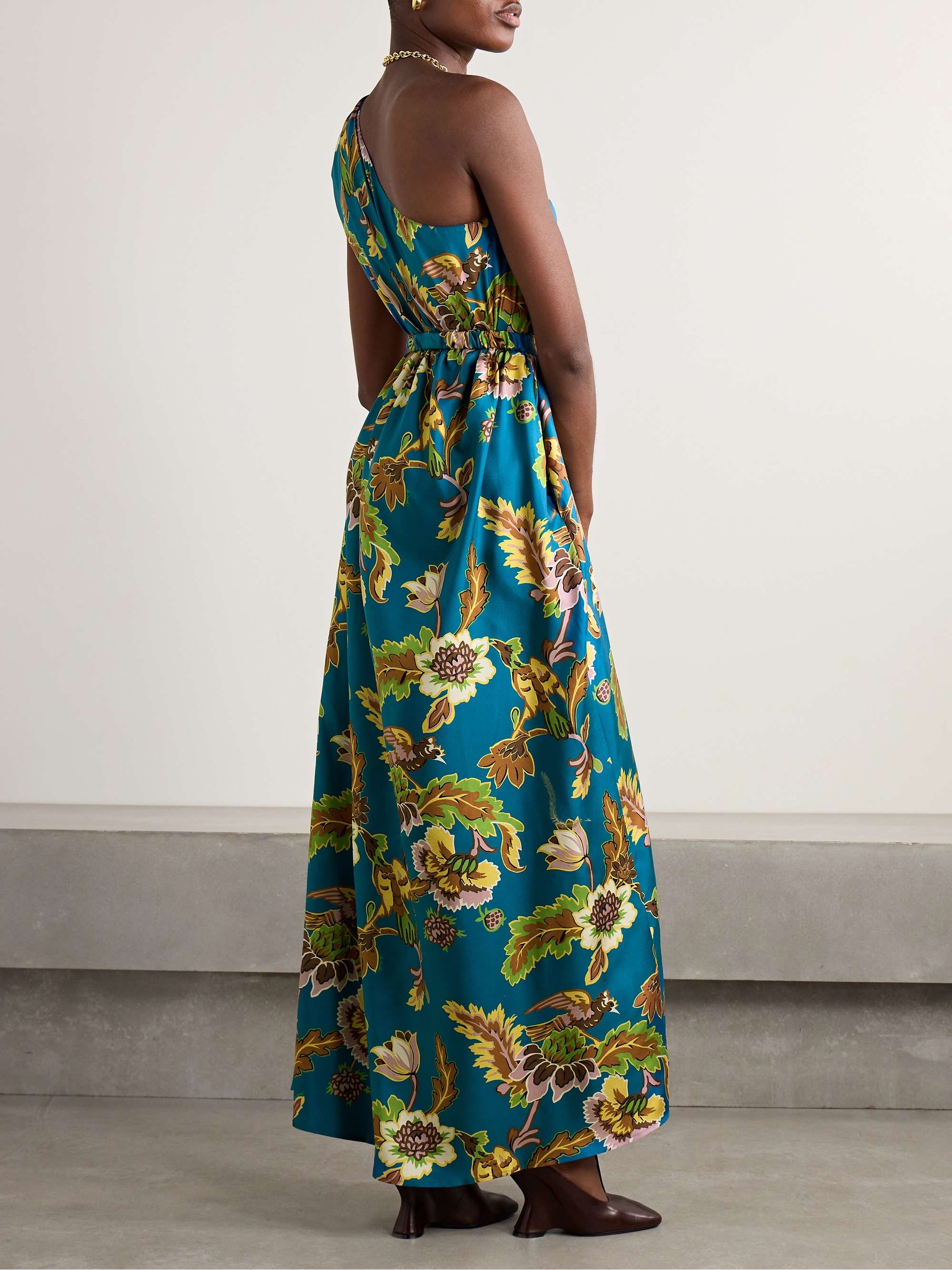 Roy one-shoulder printed silk-twill maxi dress view