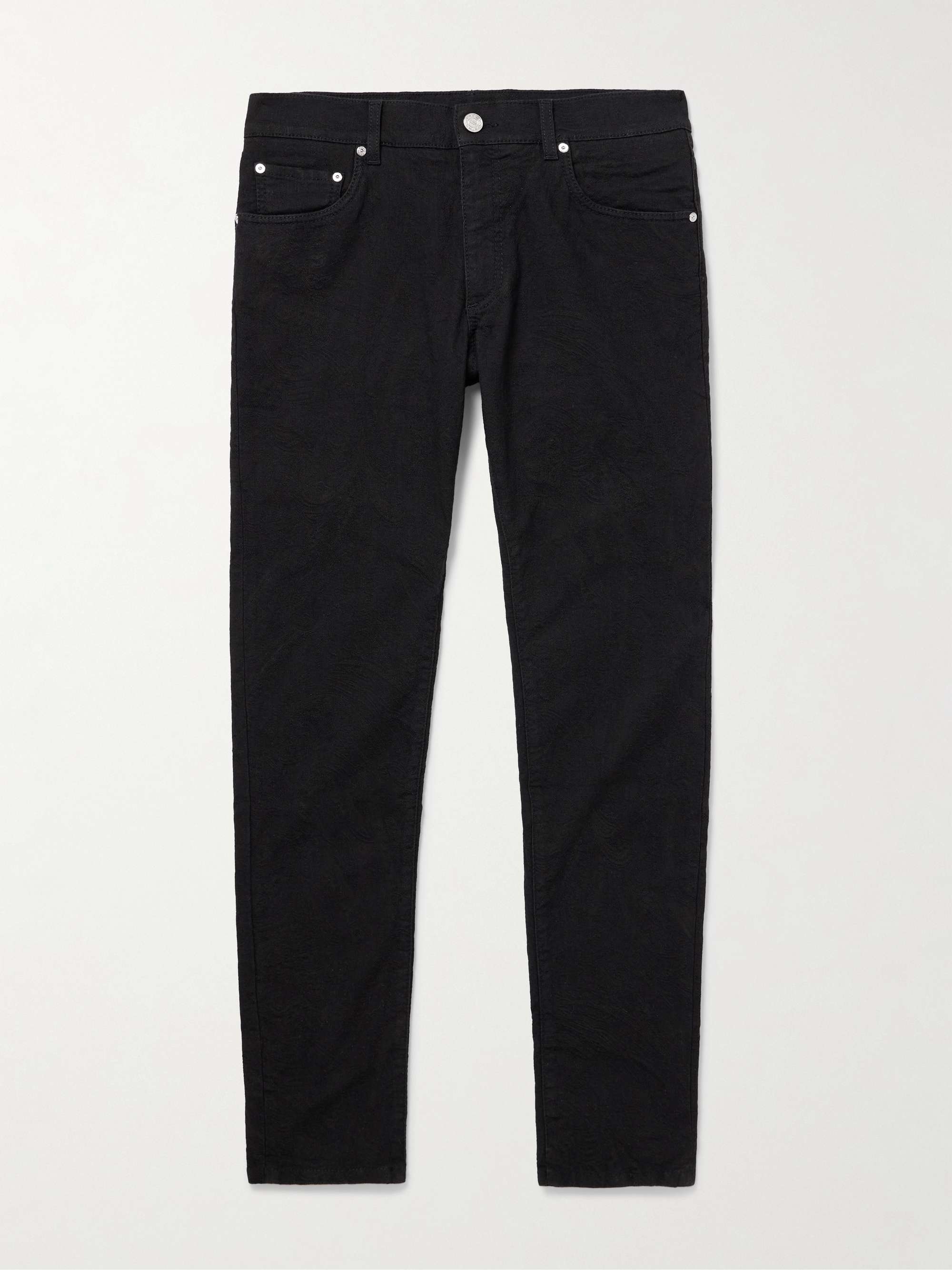 Slim-Fit Paisley-Jacquard Cotton-Blend Trousers view