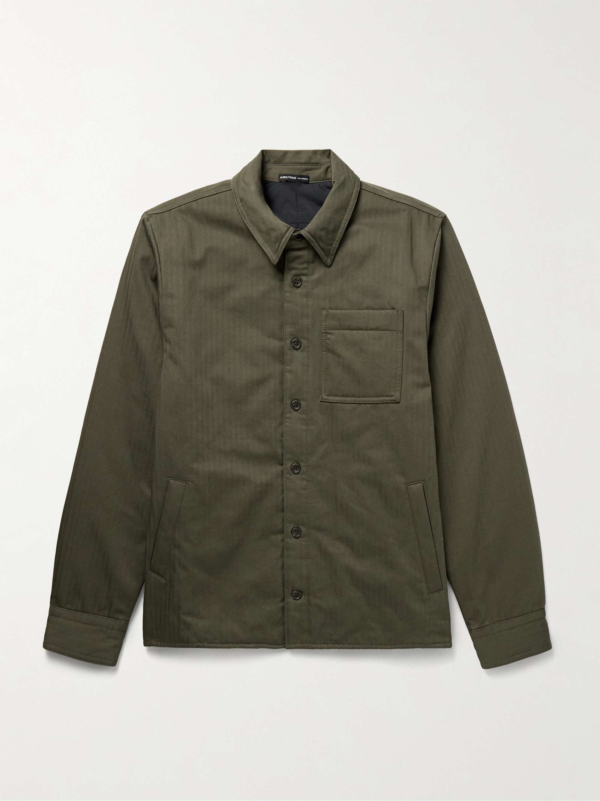 Padded Herringbone Cotton Overshirt view