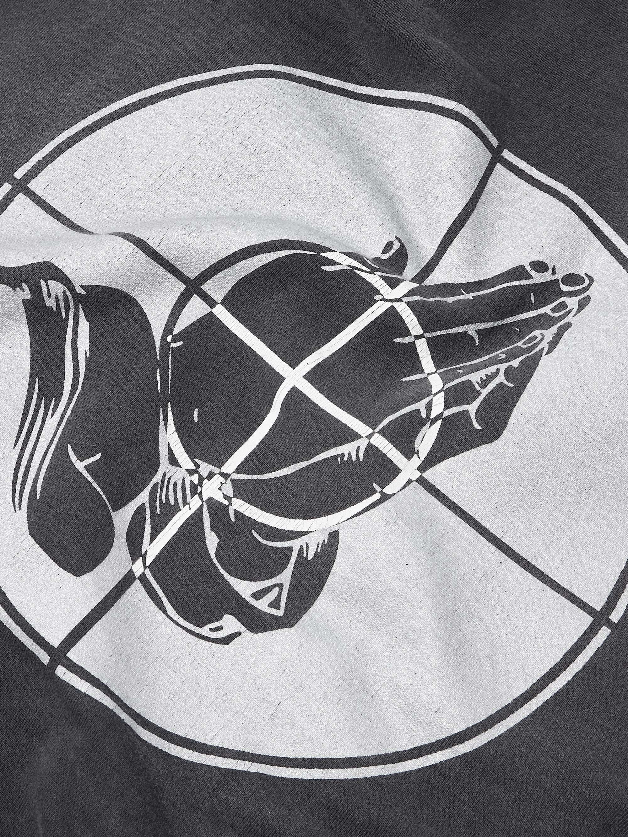 + Fear of God Distressed Logo-Print Cotton-Jersey Hoodie view