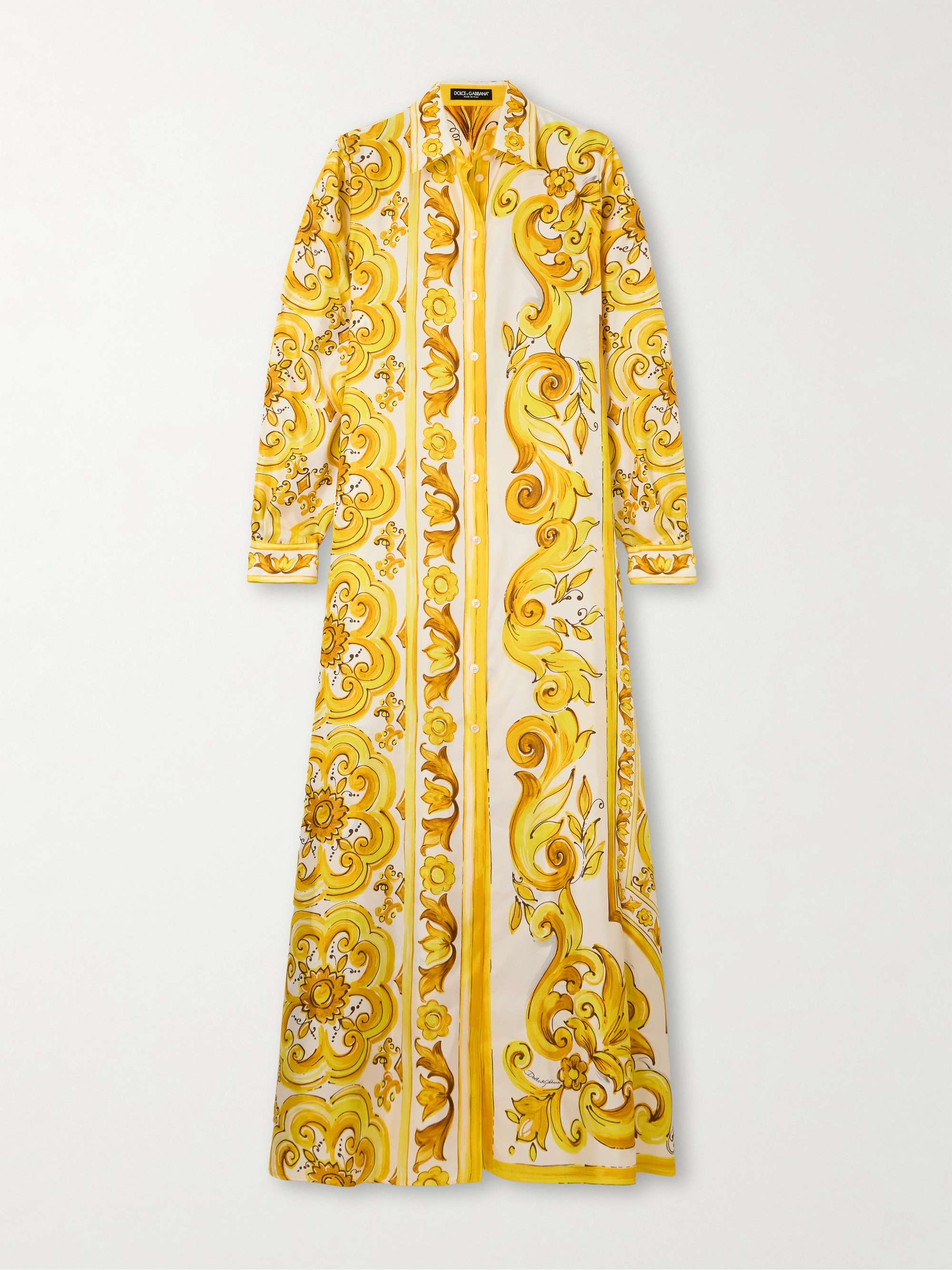 Maiolica printed silk-twill maxi shirt dress view