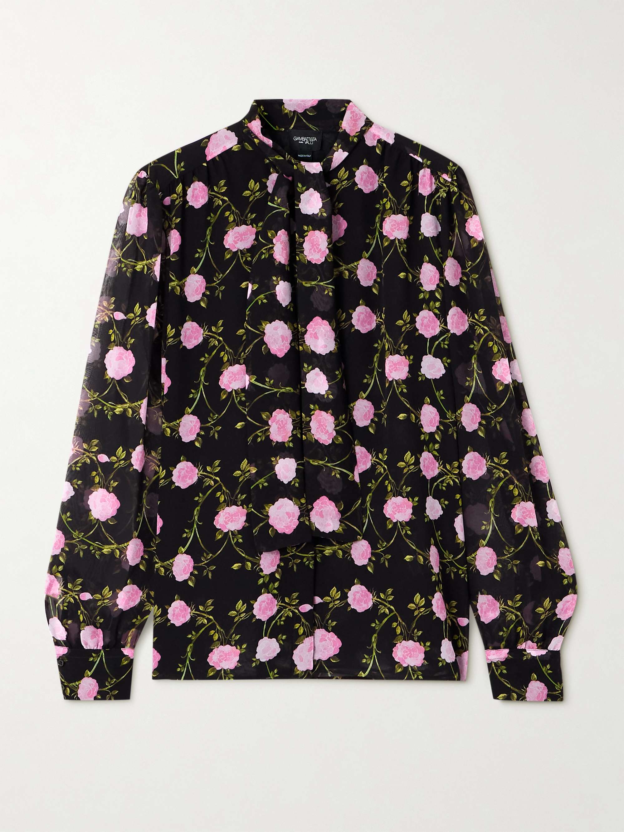 Pussy-bow floral-print silk-chiffon blouse view