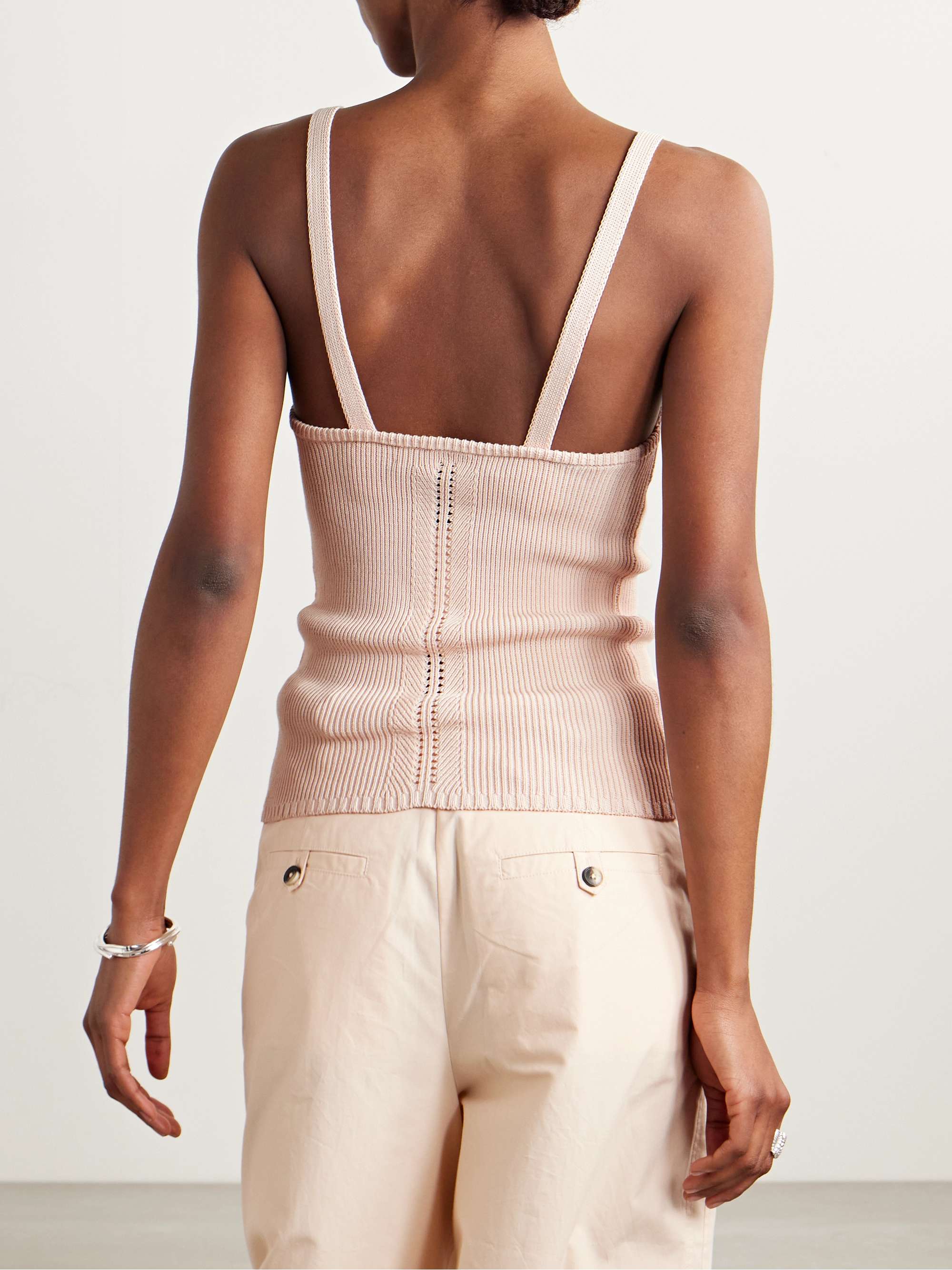Gene pointelle-knit silk and cotton-blend tank view
