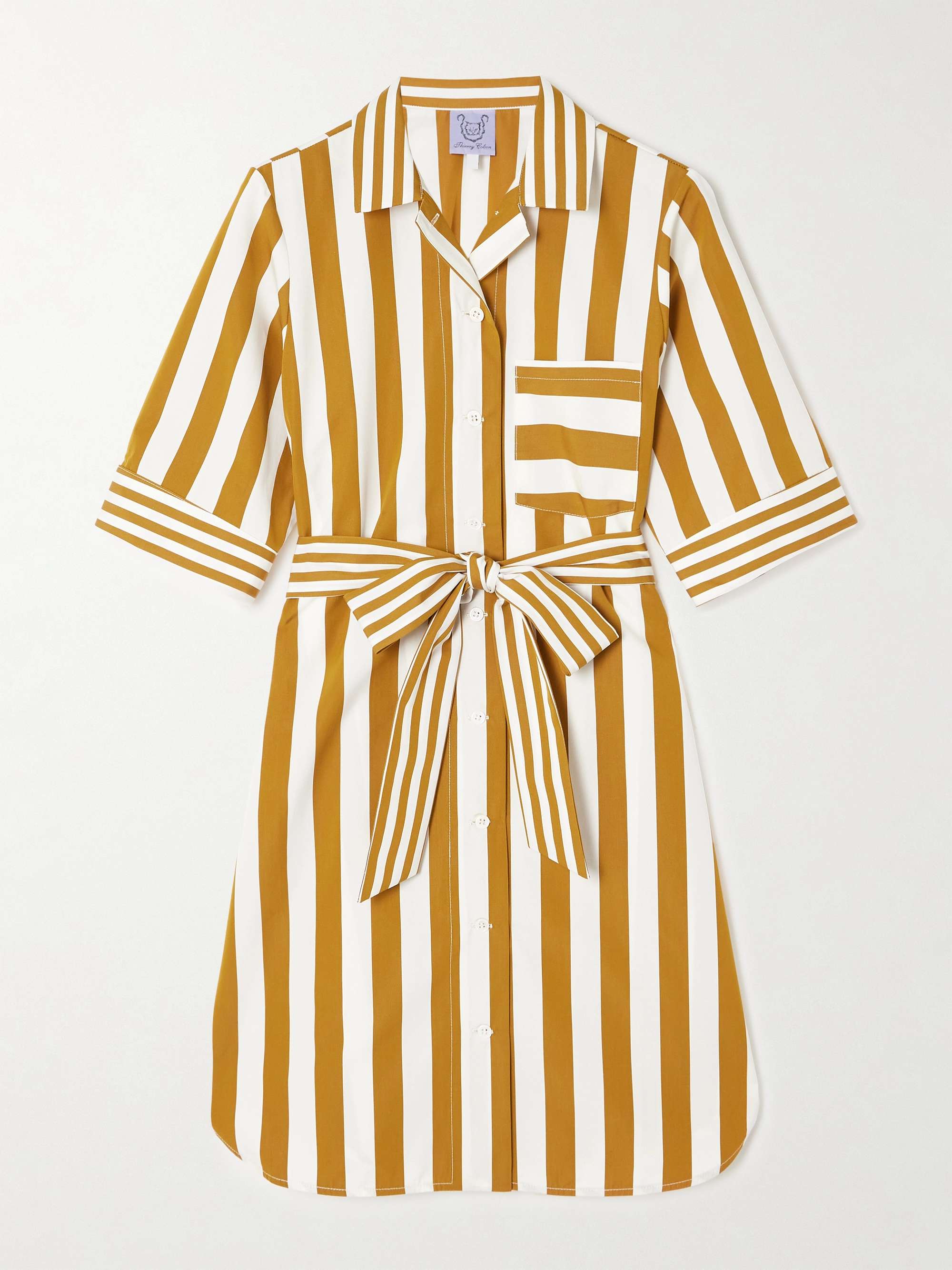 Zouka belted striped cotton-poplin mini dress view