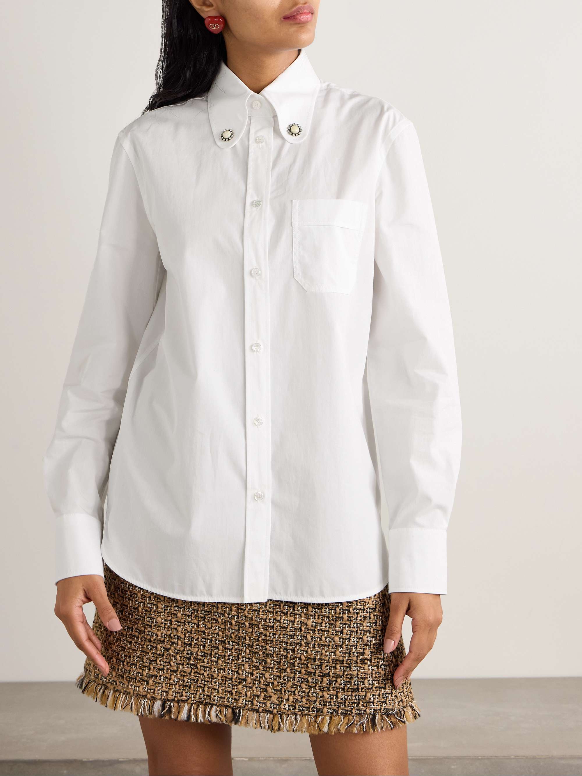 Embellished cotton-poplin shirt view