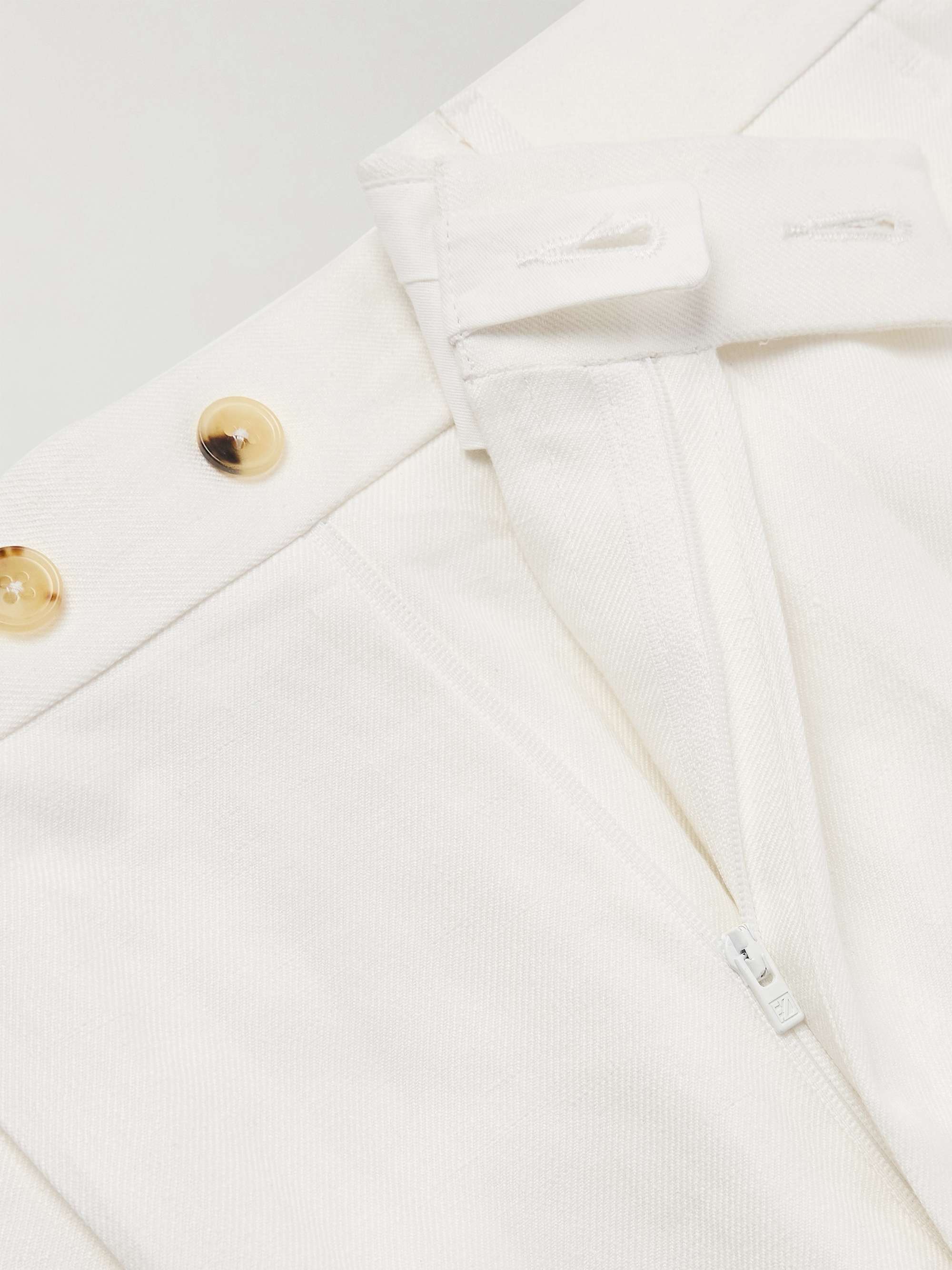 Straight-Leg Pleated Linen-Twill Trousers view