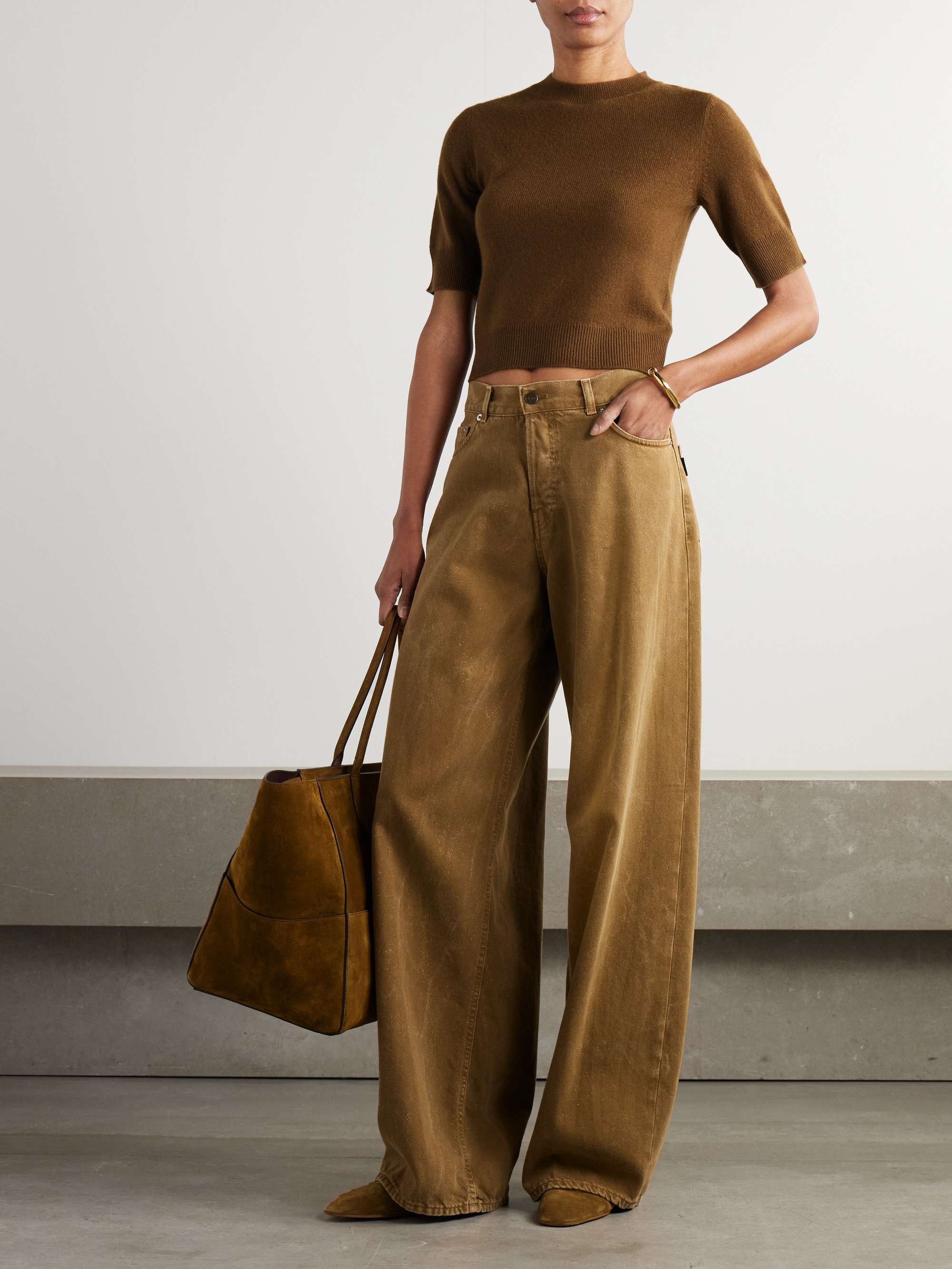 Cropped organic cashmere sweater view