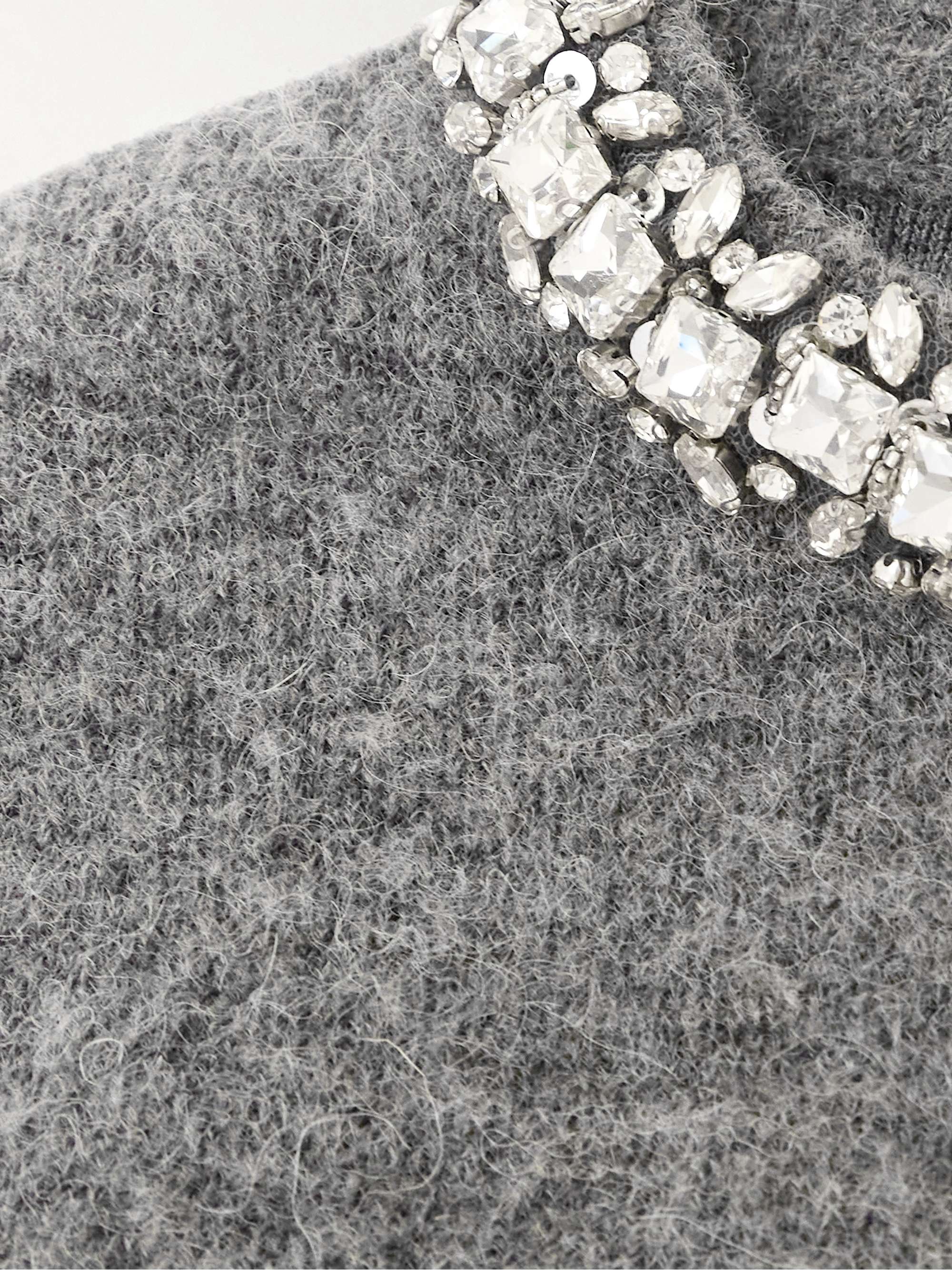 Cropped crystal-embellished knitted sweater view