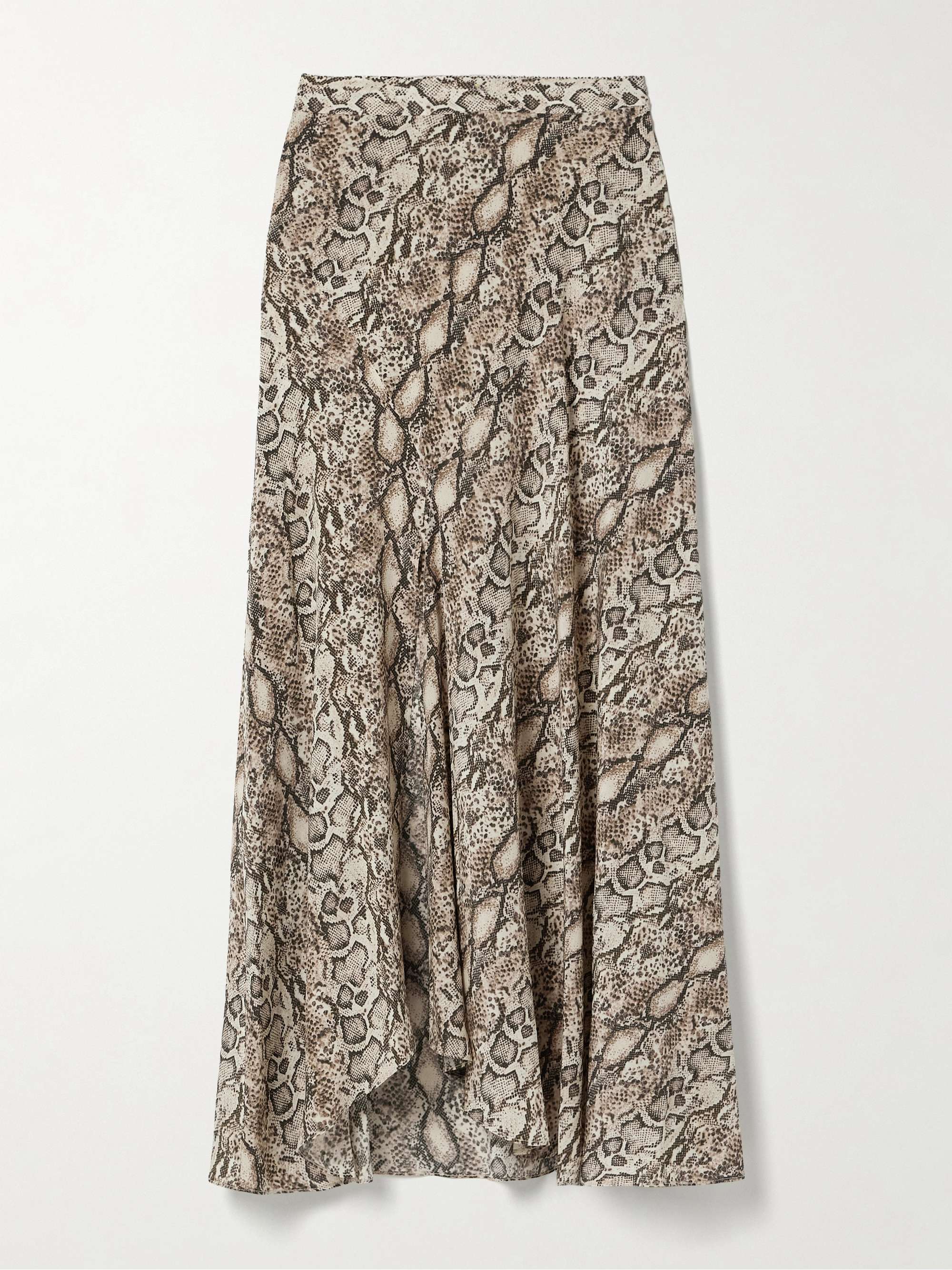 Sakura asymmetric snake-print silk-blend skirt view