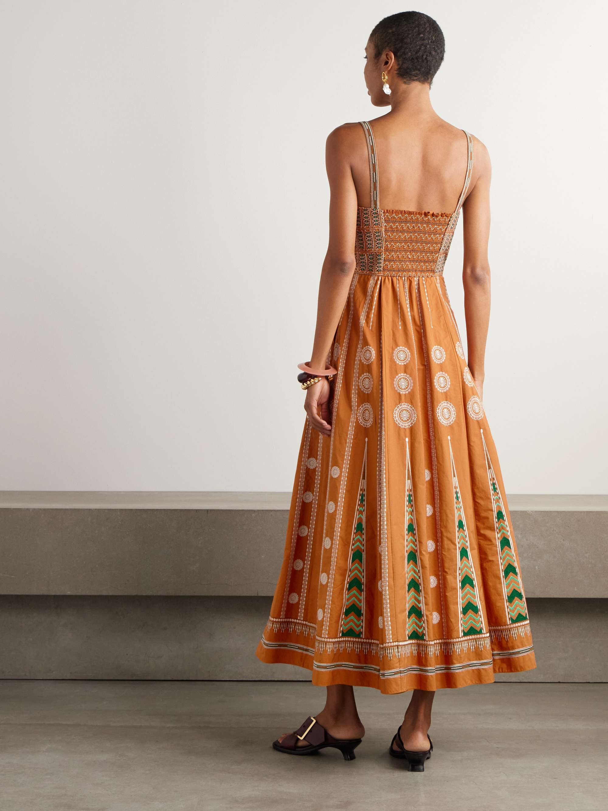 Elida embroidered silk midi dress view
