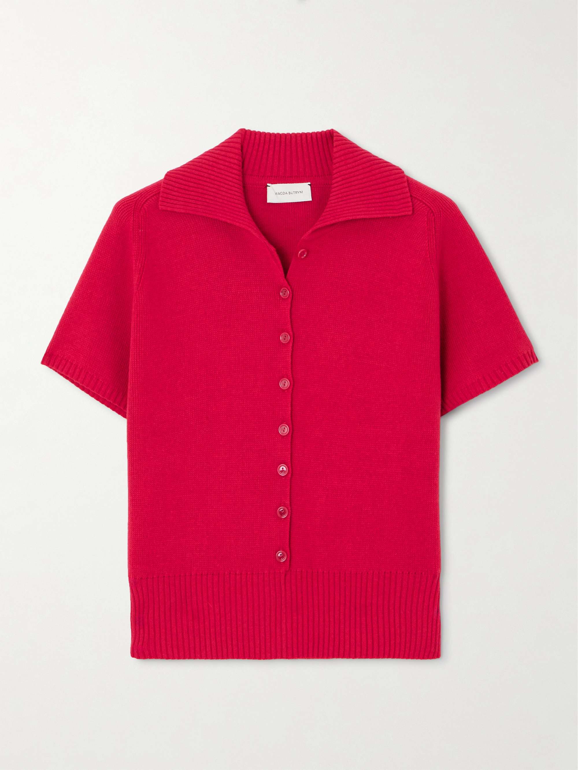 Cotton-blend polo sweater view