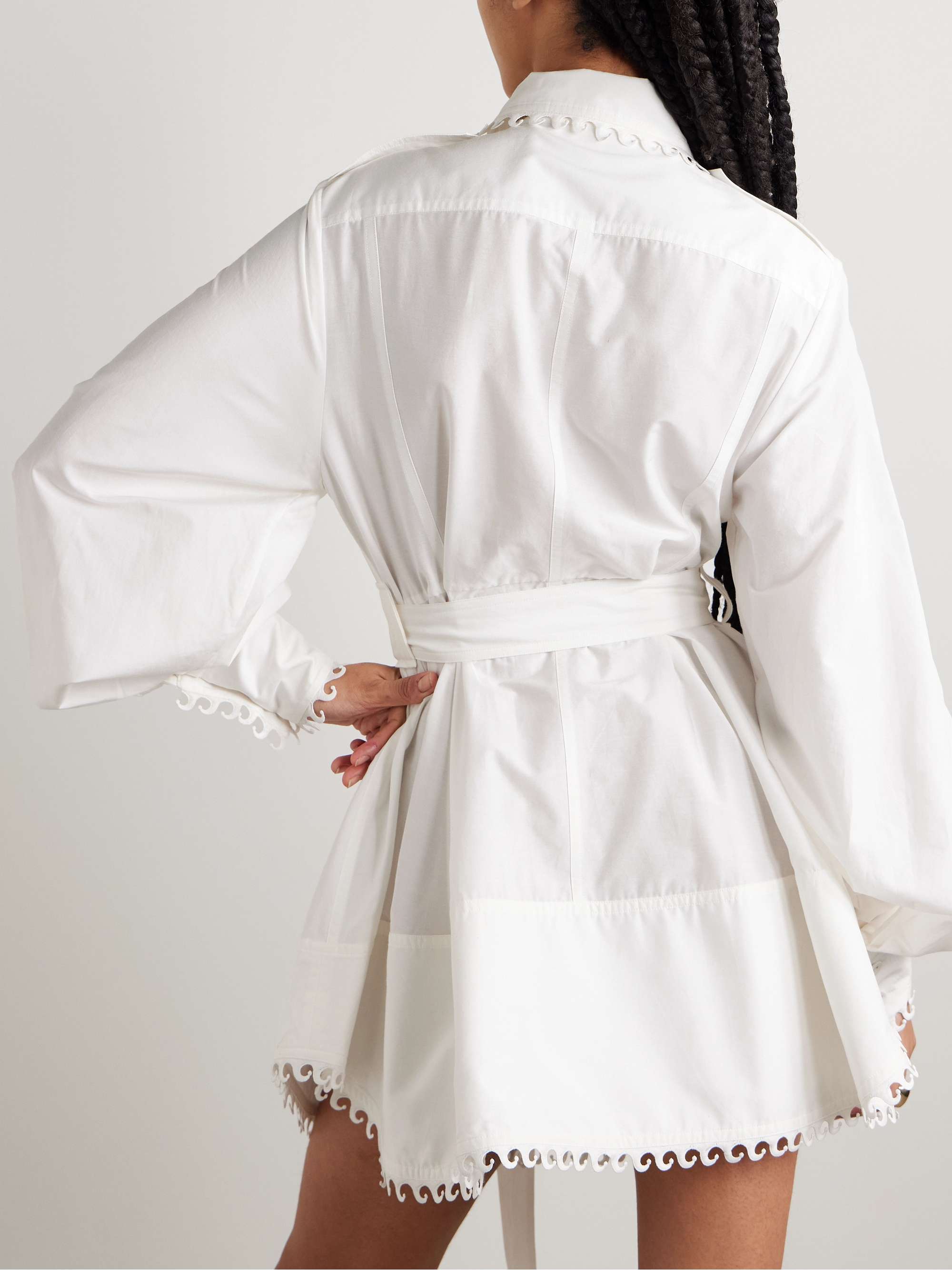 Belted cotton and silk-blend mini shirt dress view