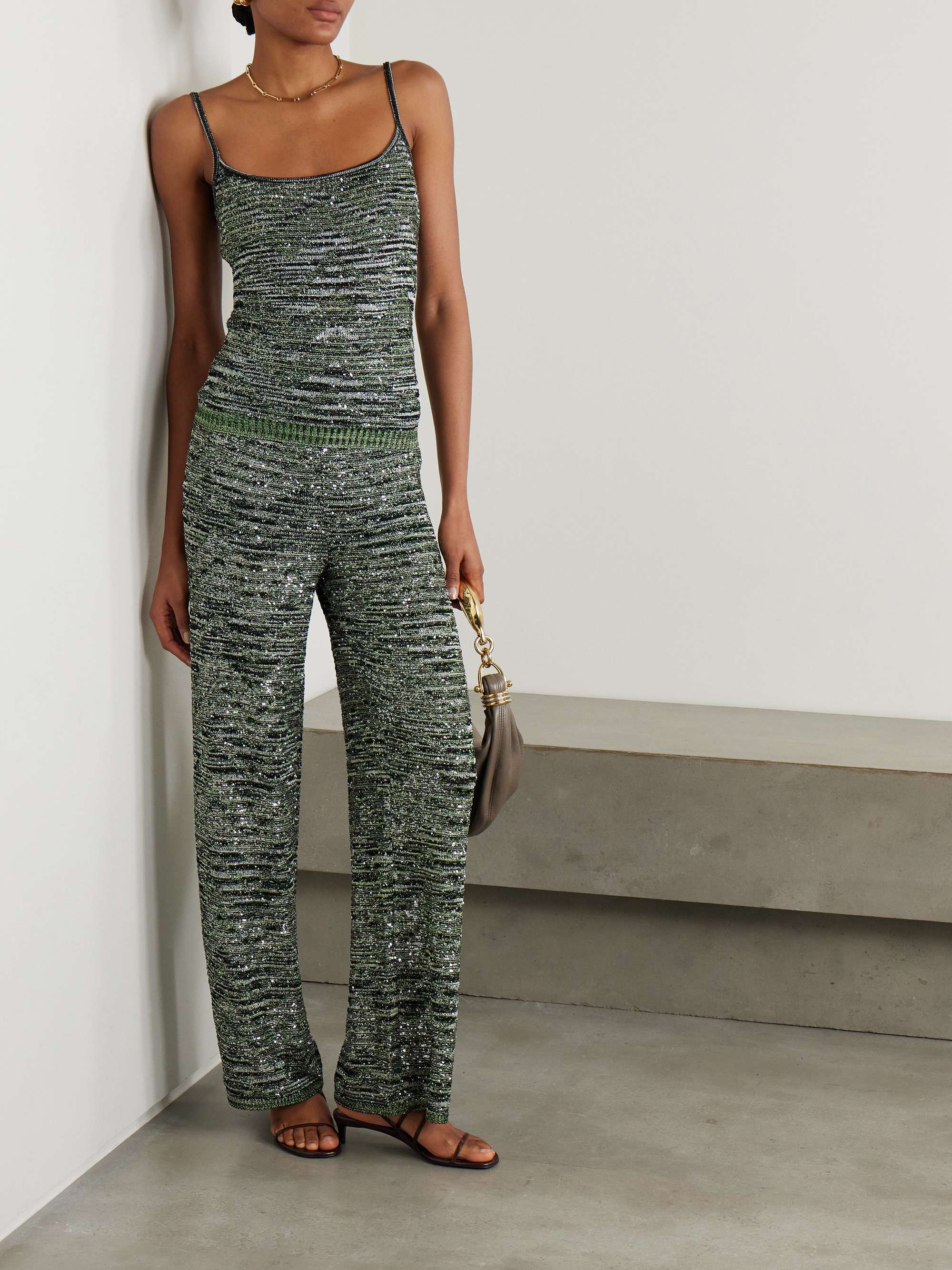 Mare sequin-embellished metallic crochet-knit top view