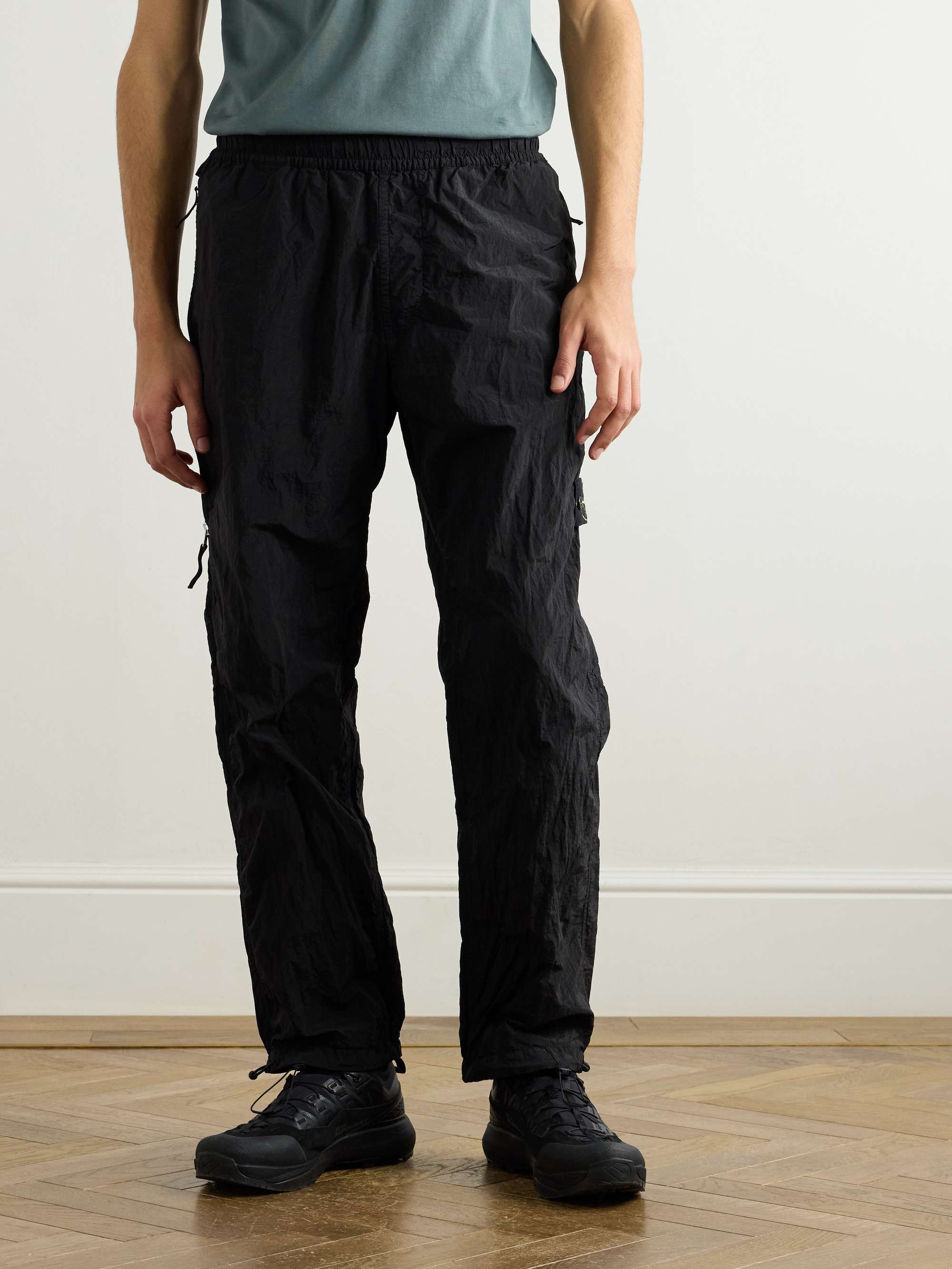 Straight-Leg Logo-Appliquéd ECONYL® Nylon Metal Trousers view
