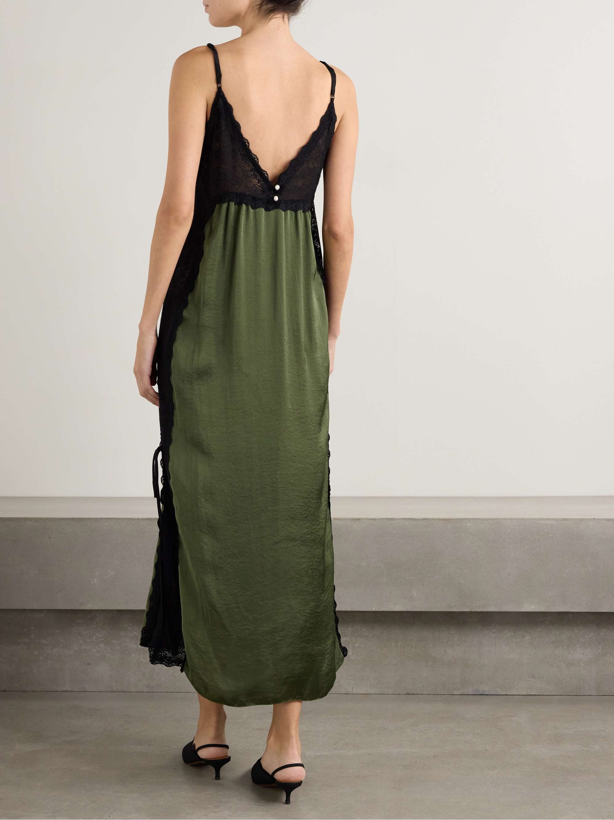 Somaly tie-detailed guipure lace and silk-satin midi dress view