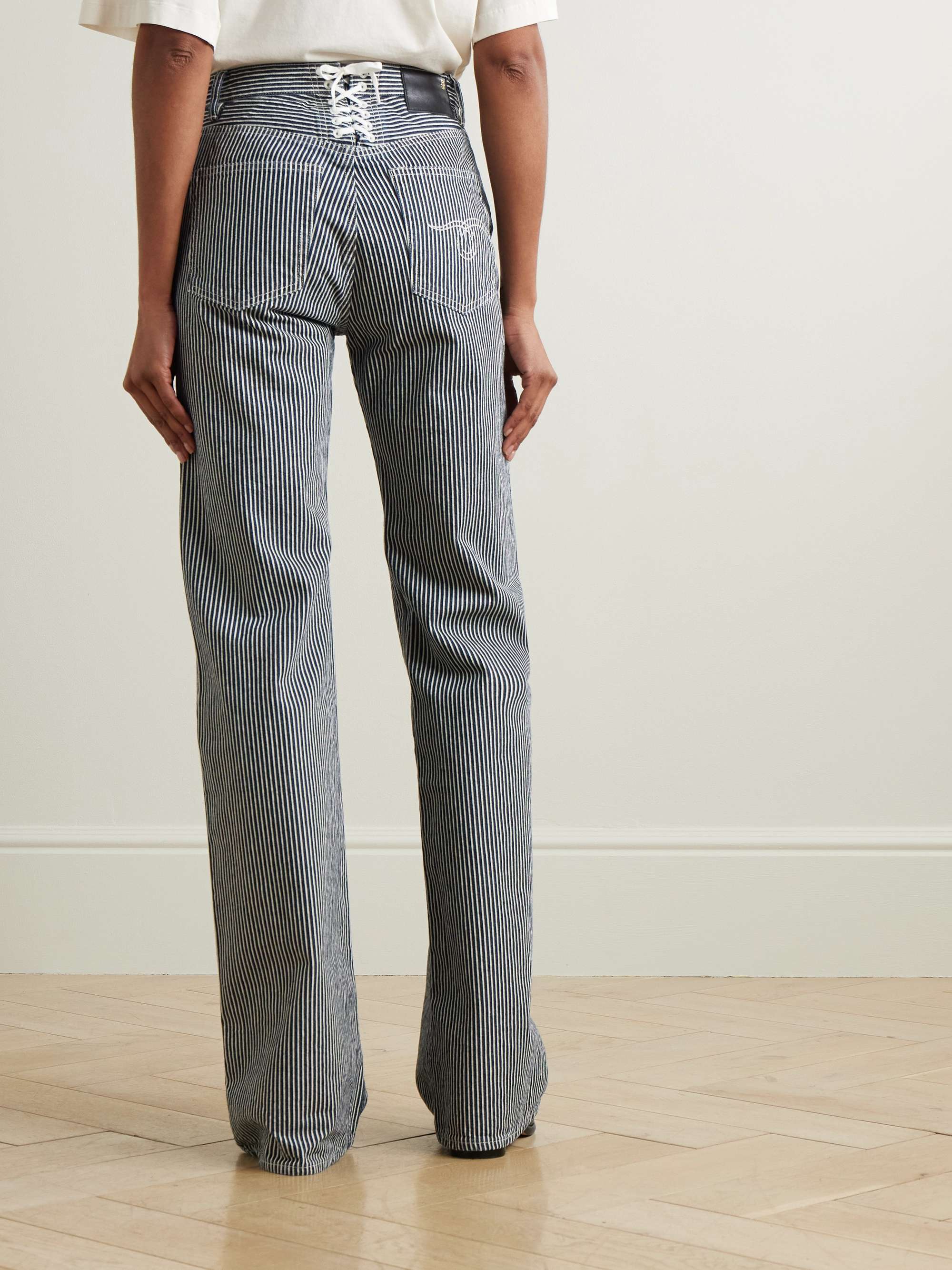 Jane striped high-rise wide-leg jeans view