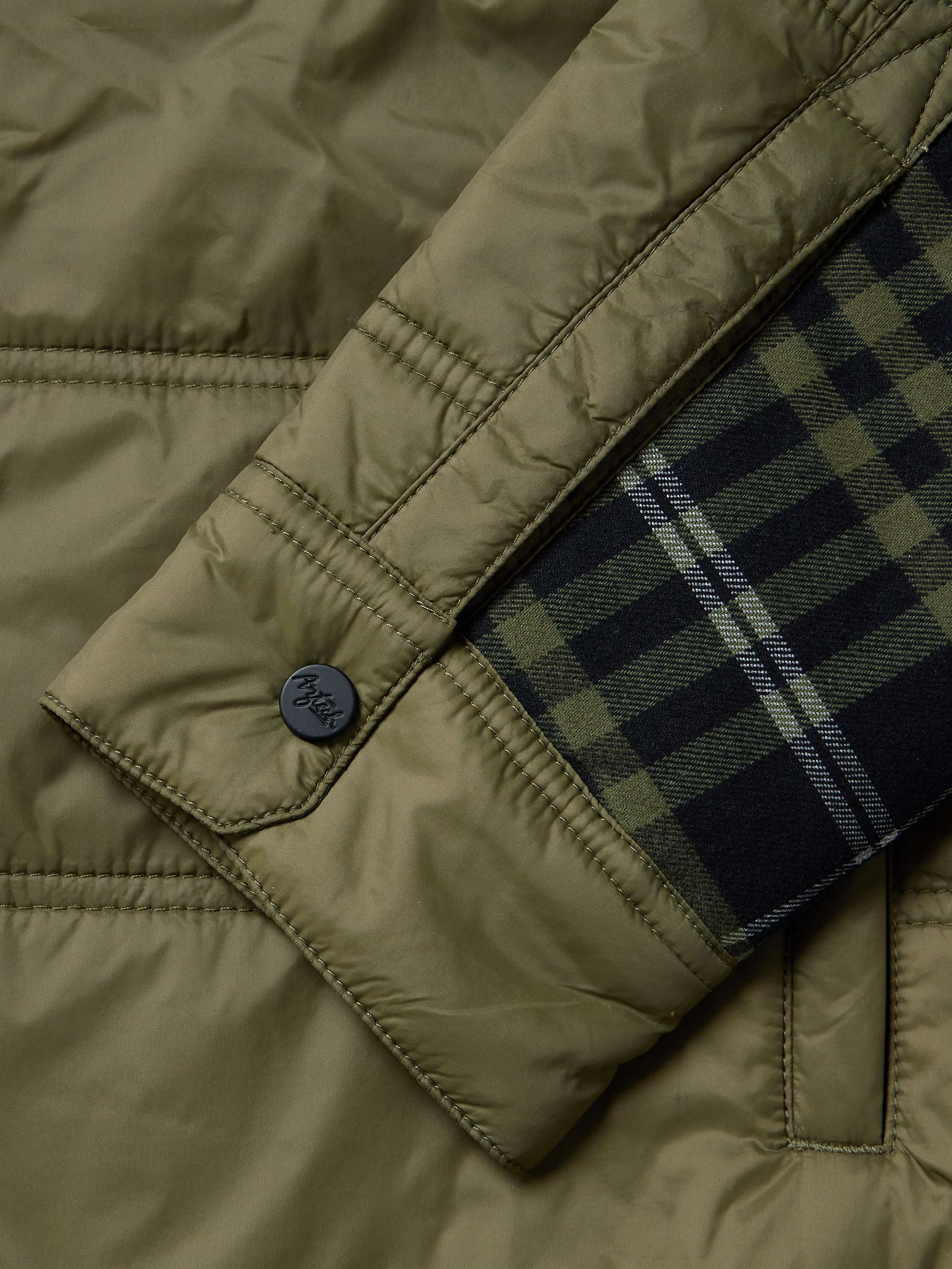 Loge Peak Padded Quilted Nylon and Checked Brushed Cotton-Flannel Ski Shirt view