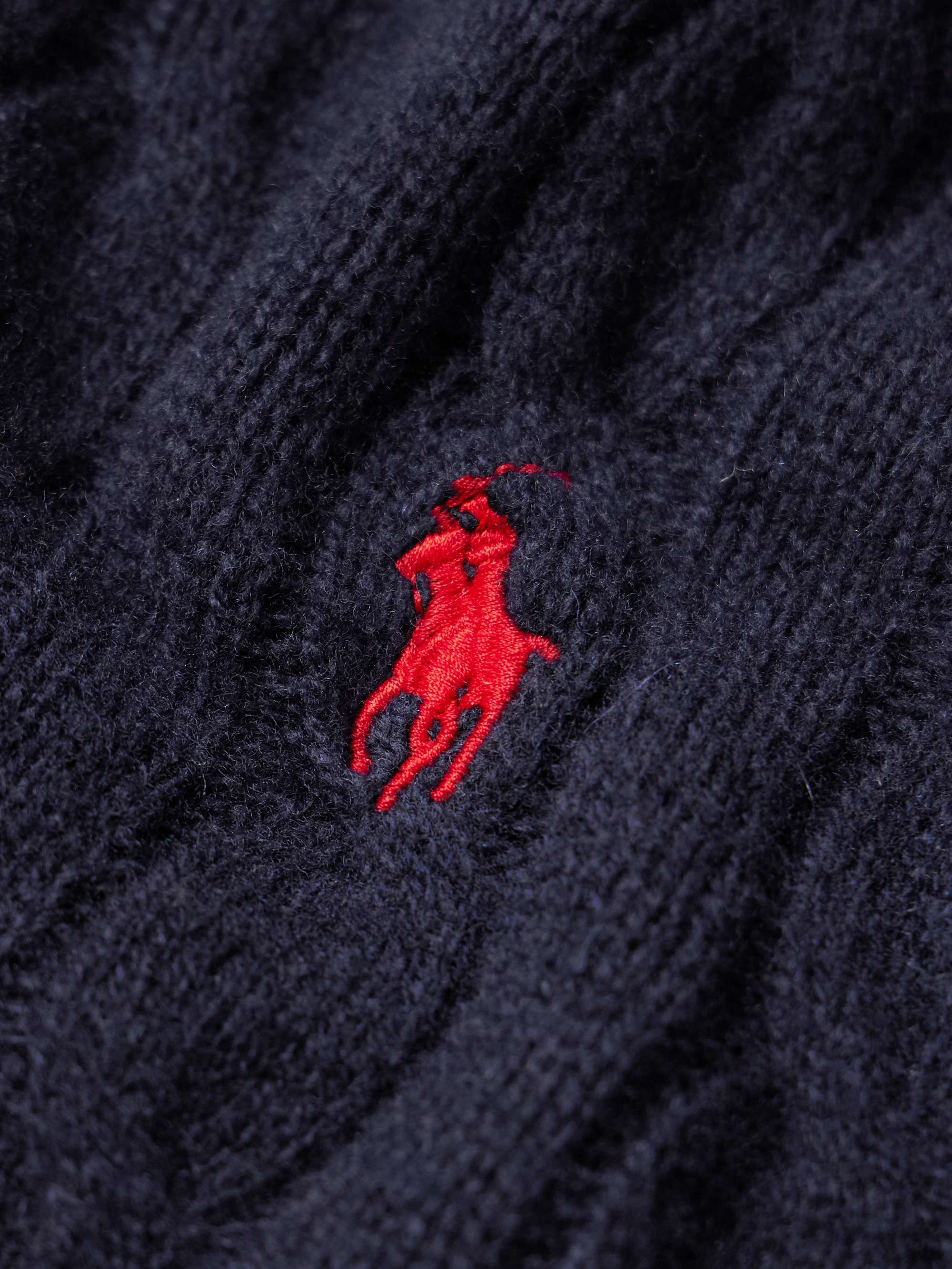 Logo-Embroidered Cable-Knit Wool and Cashmere-Blend Half-Zip Sweater view